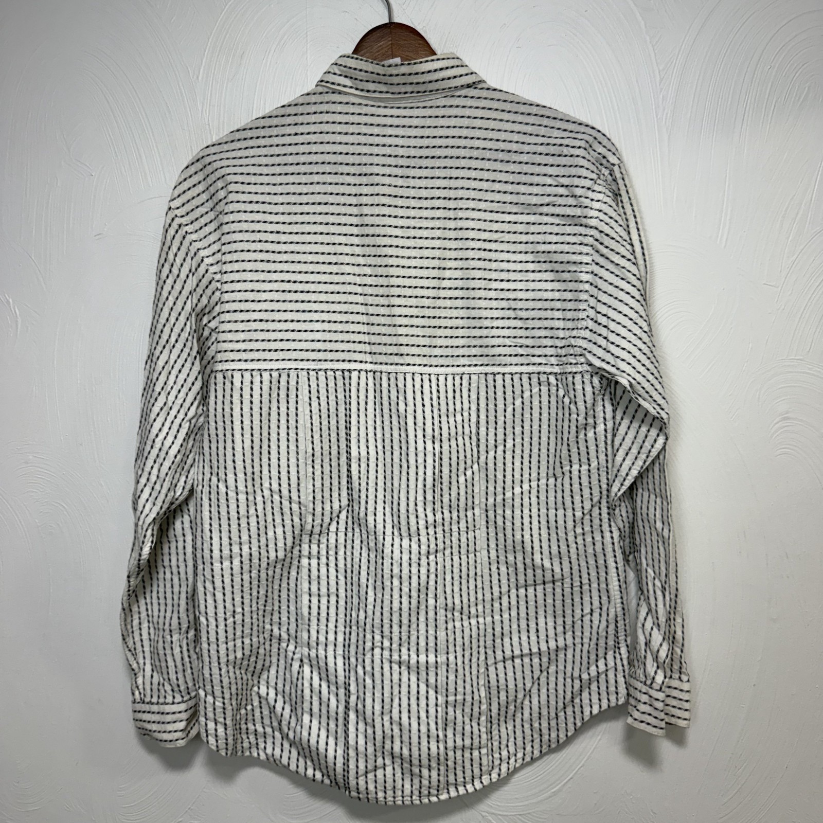 Vintage Theo Women’s Striped 100% Cotton Button Down Long Sleeve Shirt Size 6