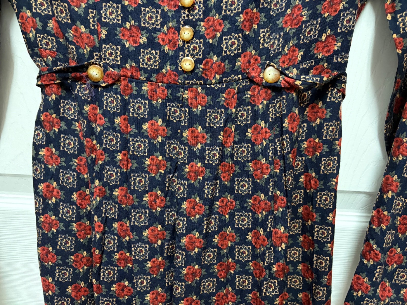 vtg 90s Ellen Ashley Dress size S black floral print Midi sweetheart neckline EC