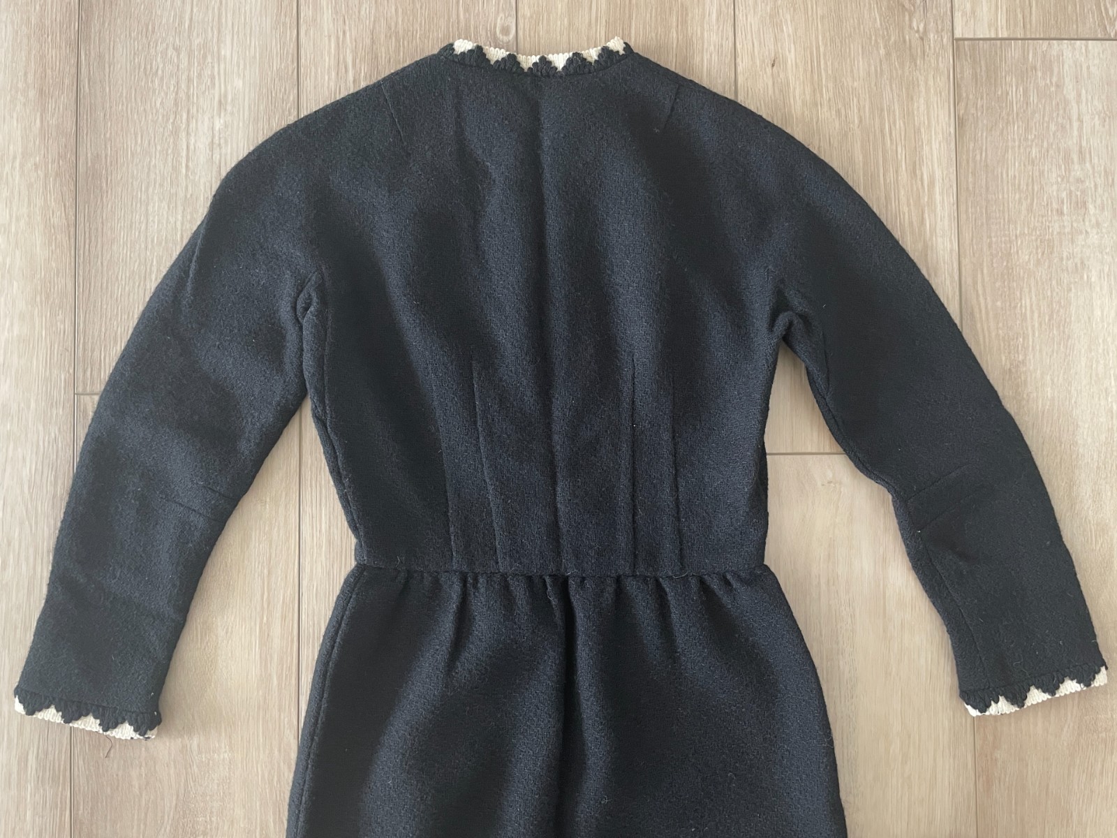 Vintage 1960s Lanz Original Tailored Long Sleeve Black Wool Dress-Women’s XS/S
