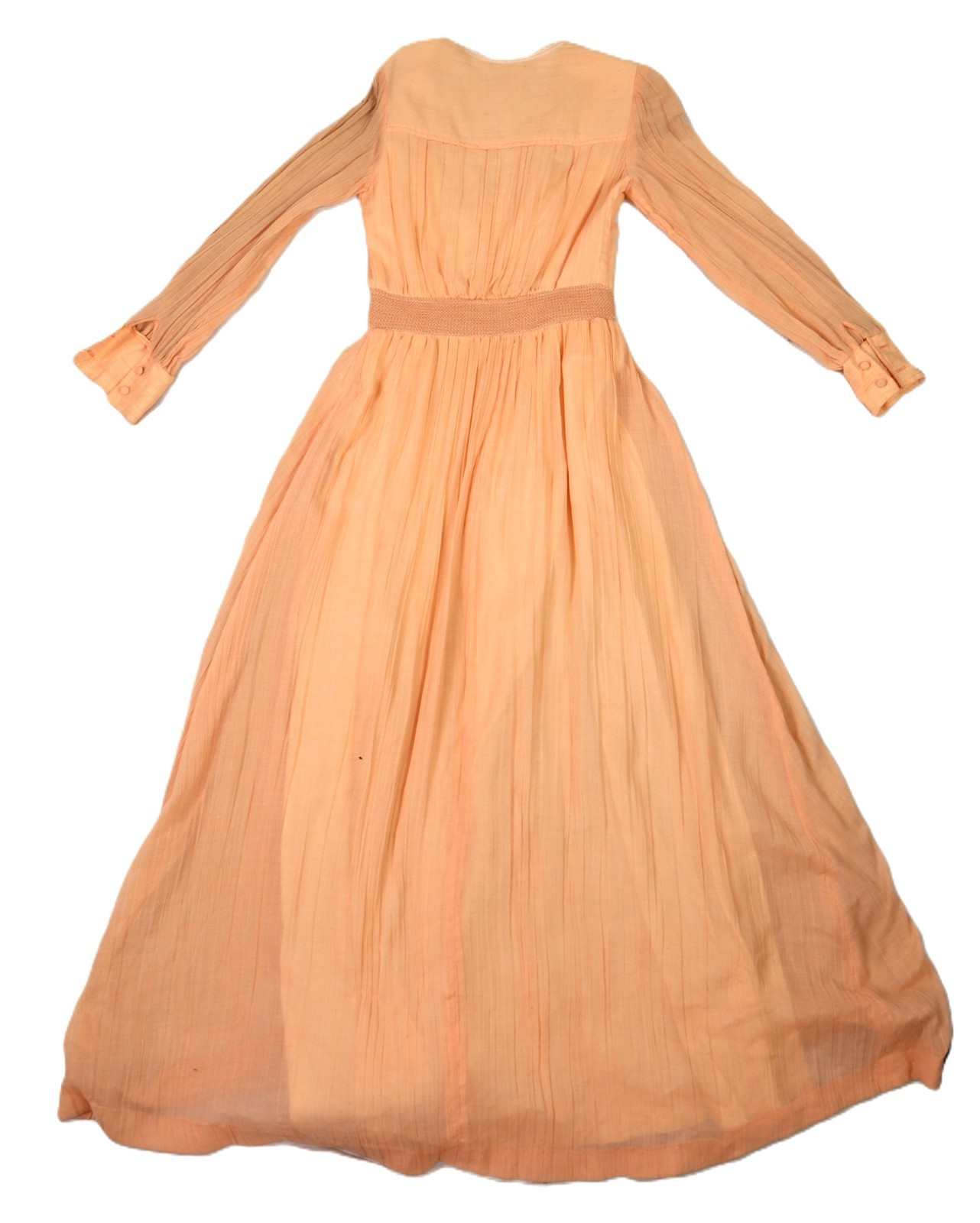VTG 70s This Is Yours 4 S Cottage Core Prairie Peach Lace Trim Long Maxi Dress