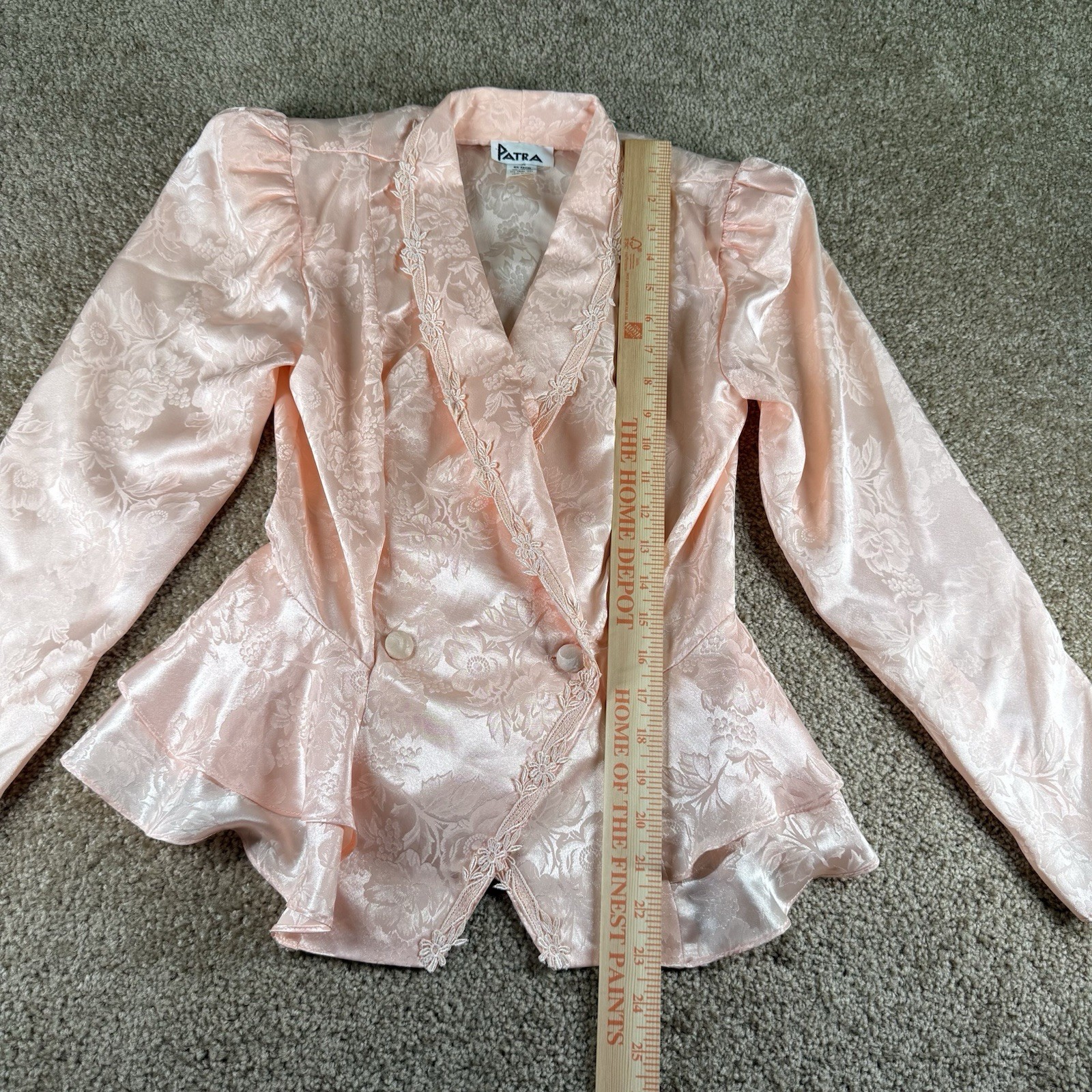 Vintage Patra Pink Satin Blazer Blouse 80s 5/6