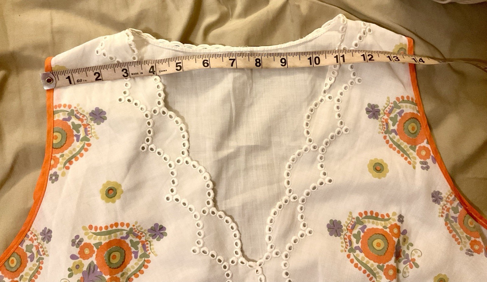 Vintage Night Gown / Dress Cotton With Flowers Tie In The Back Circa 1970’s Boho