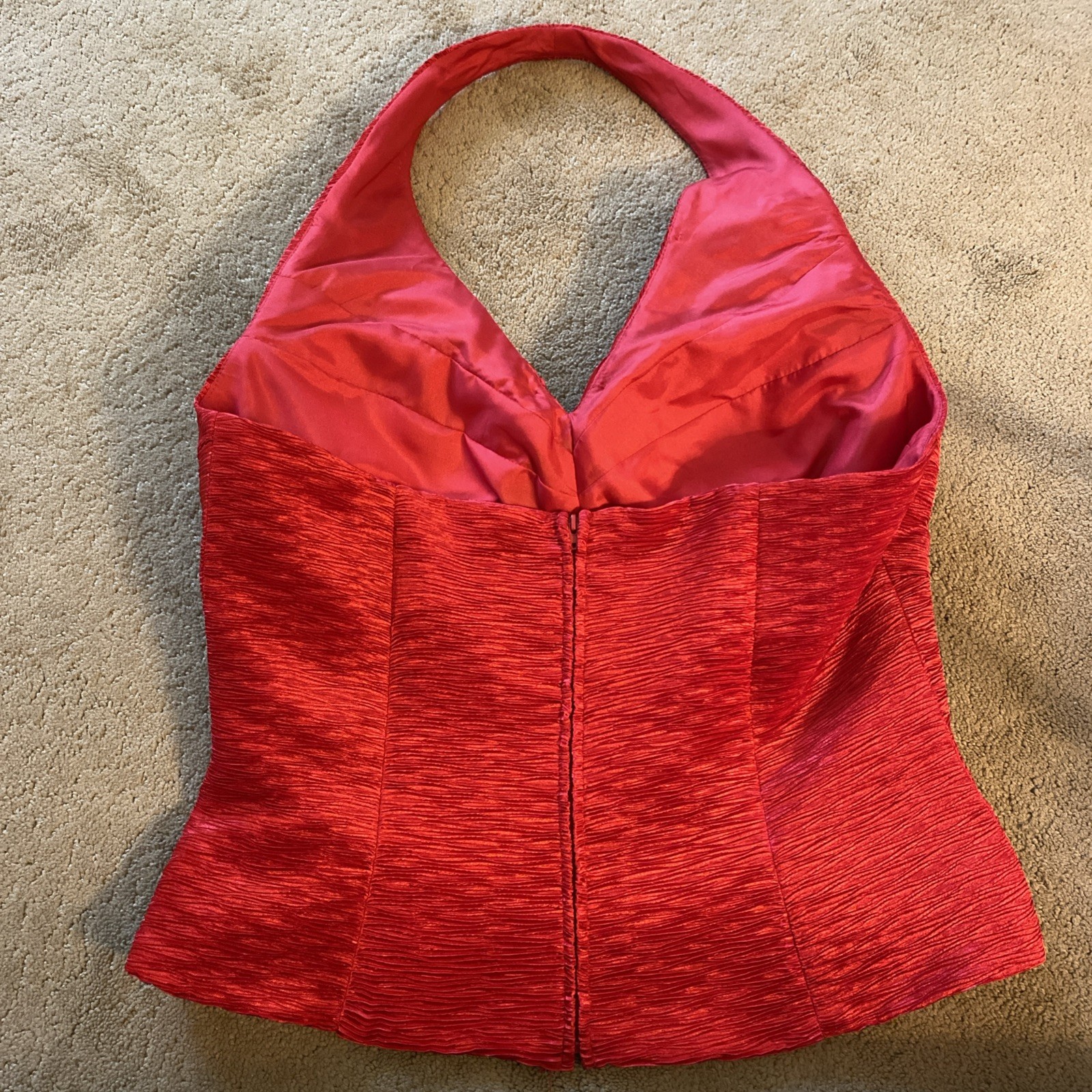 VINTAGE CACHE PLUS SIZE TEXTURED HALTER TOP LINED ZIPPER BACK PARTY WEAR SIZE 16
