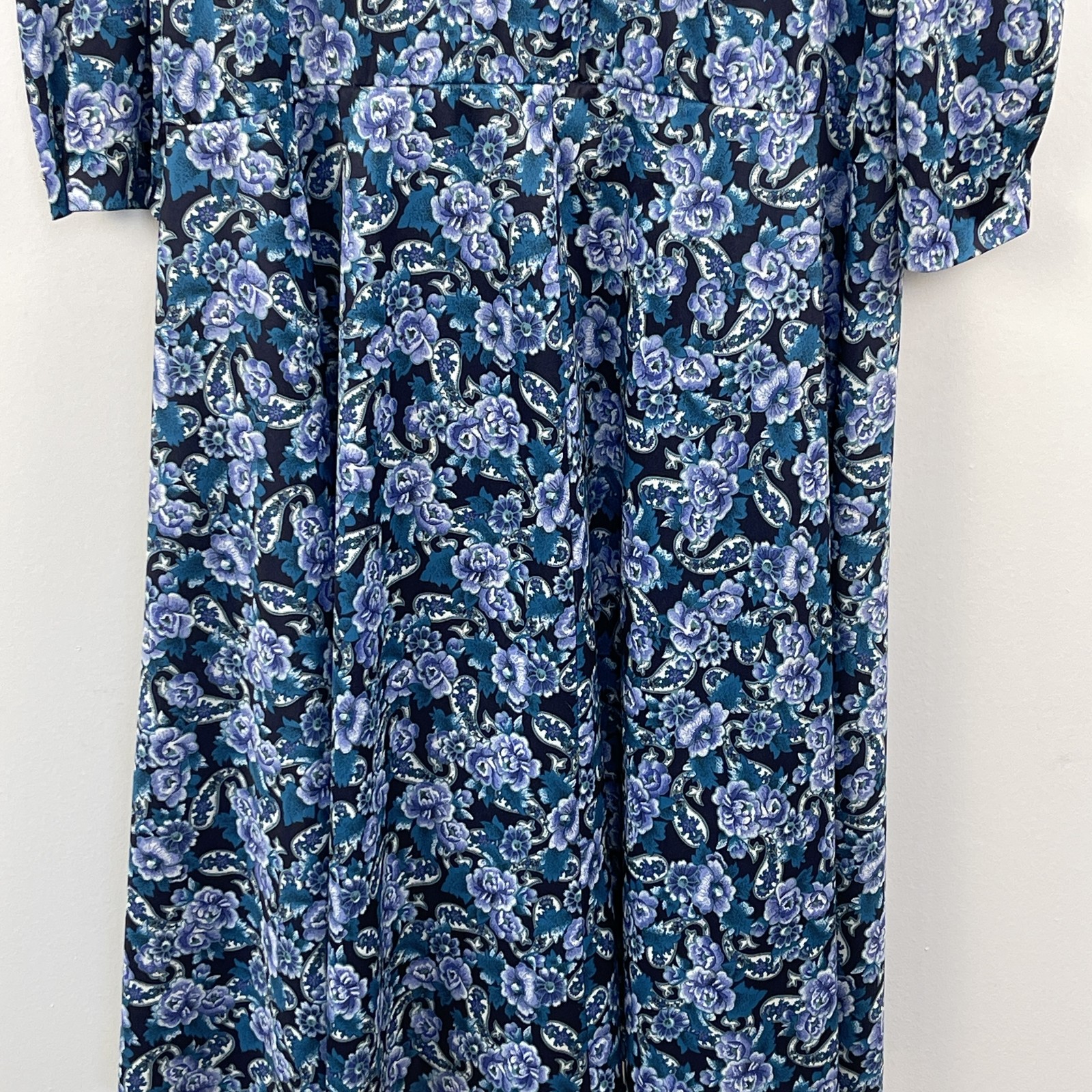 Whirlaway Frocks Blue Floral Long Sleeve Prairie Dress with Lace Collar Size 20