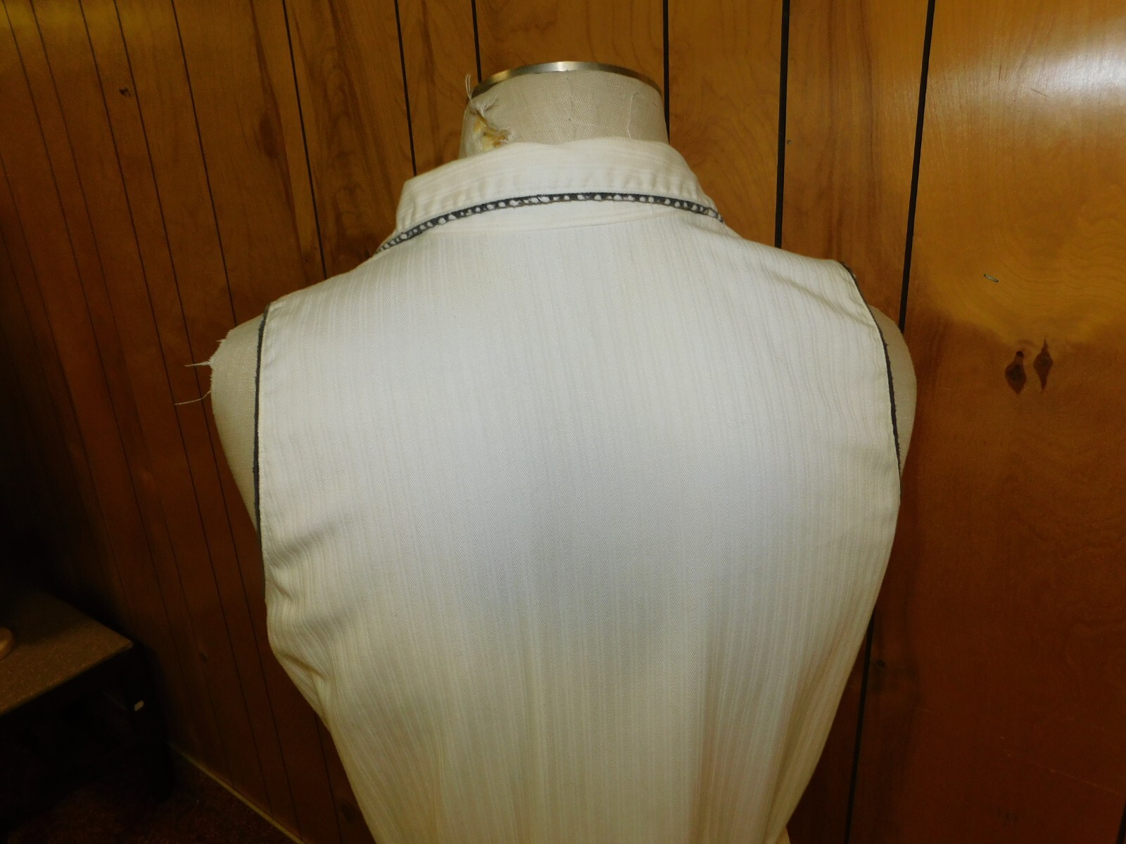 Vintage 50’s JAN SUE White Cream w/ Black Cotton Day Dress Waist 34″*