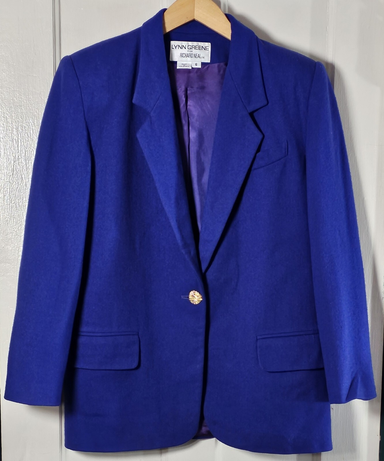 VTG Lynn Greene Blazer Richard Neal Women’s Size 6 Inidgo Purple Wool Lined