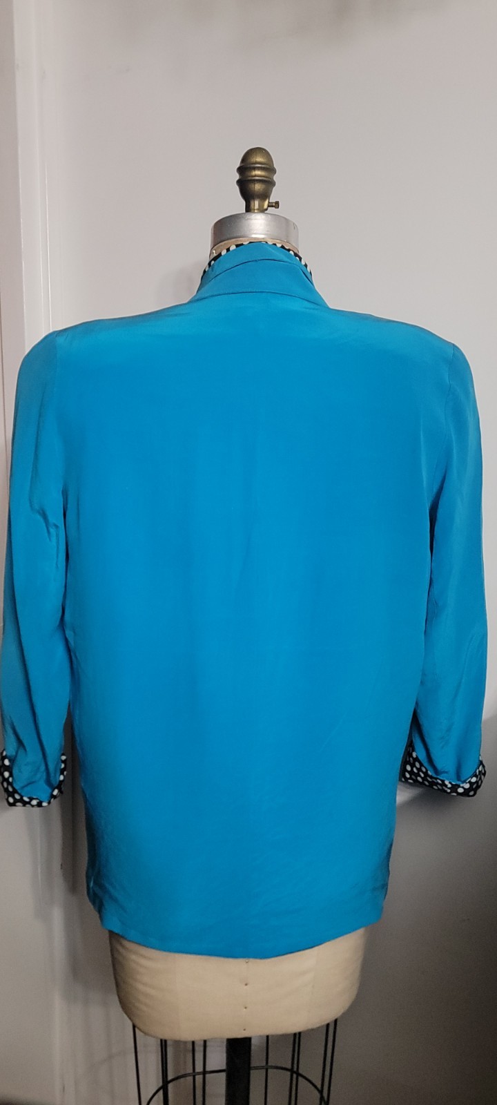 Oleg Cassini Washable Silk Vintage 80’s Turqouise Silk 2-piece Blouse + Blazer