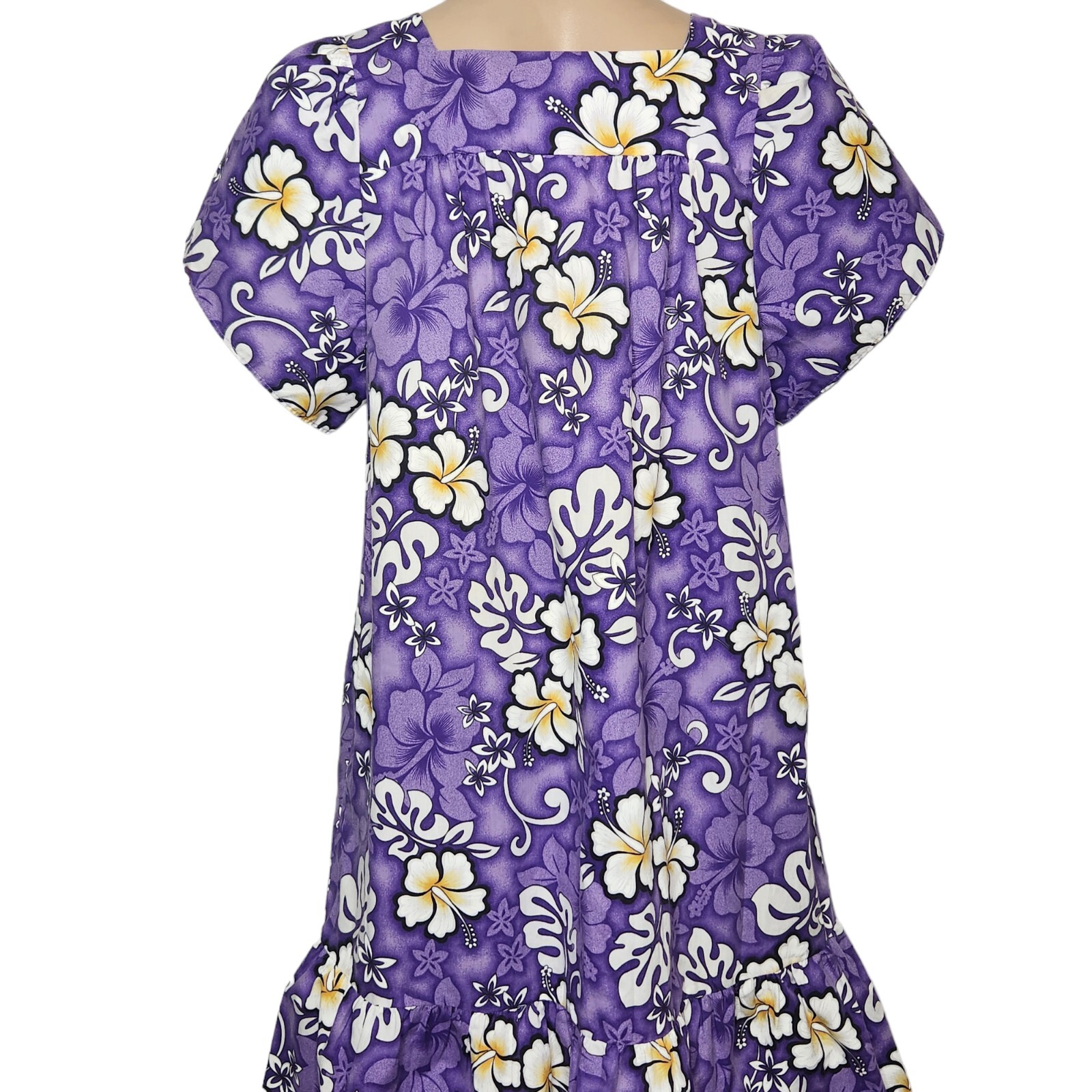 Vintage 80’s Jade Fashions Of Hawaii Dress Flower Purple MuMu Hibiscus Vacation