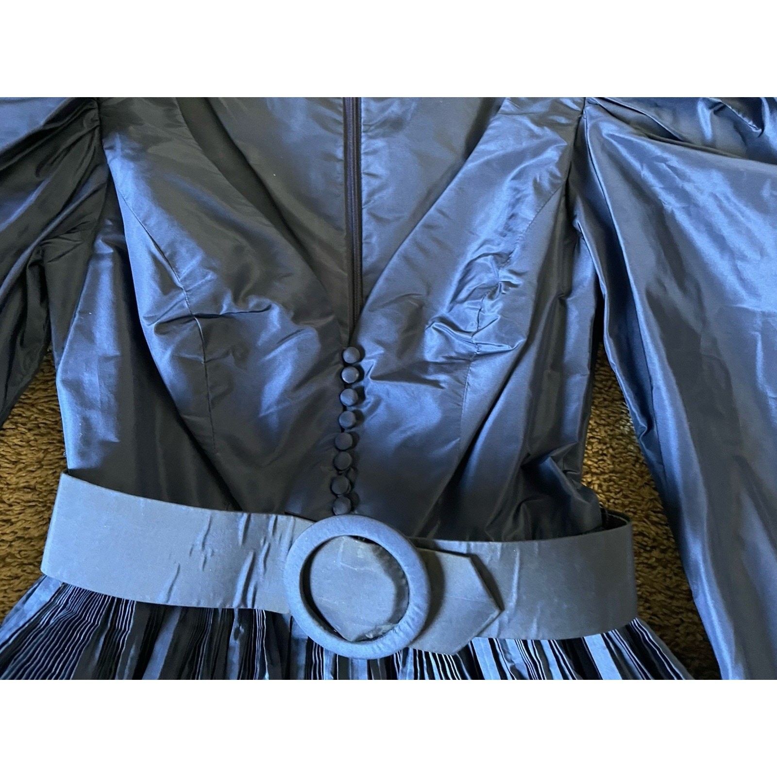 Vintage 80s Puff Sleeves Taffeta Full Skirt Prom Party Dress Jill Richards Sz 6