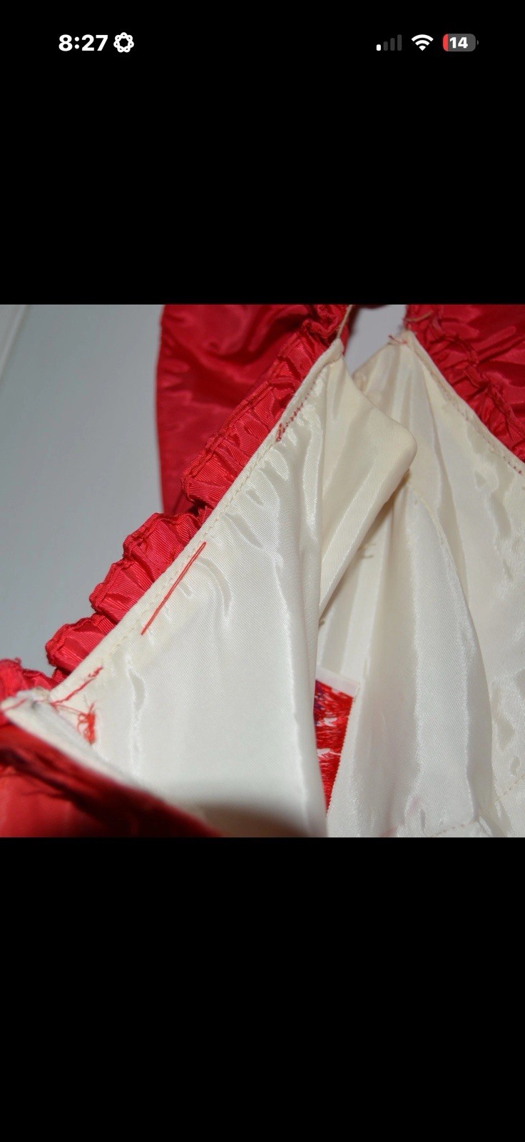 Vtg 80s Alfred Angelo Flirtations dress red/white Annabelle Halloween XS jrs 3/4