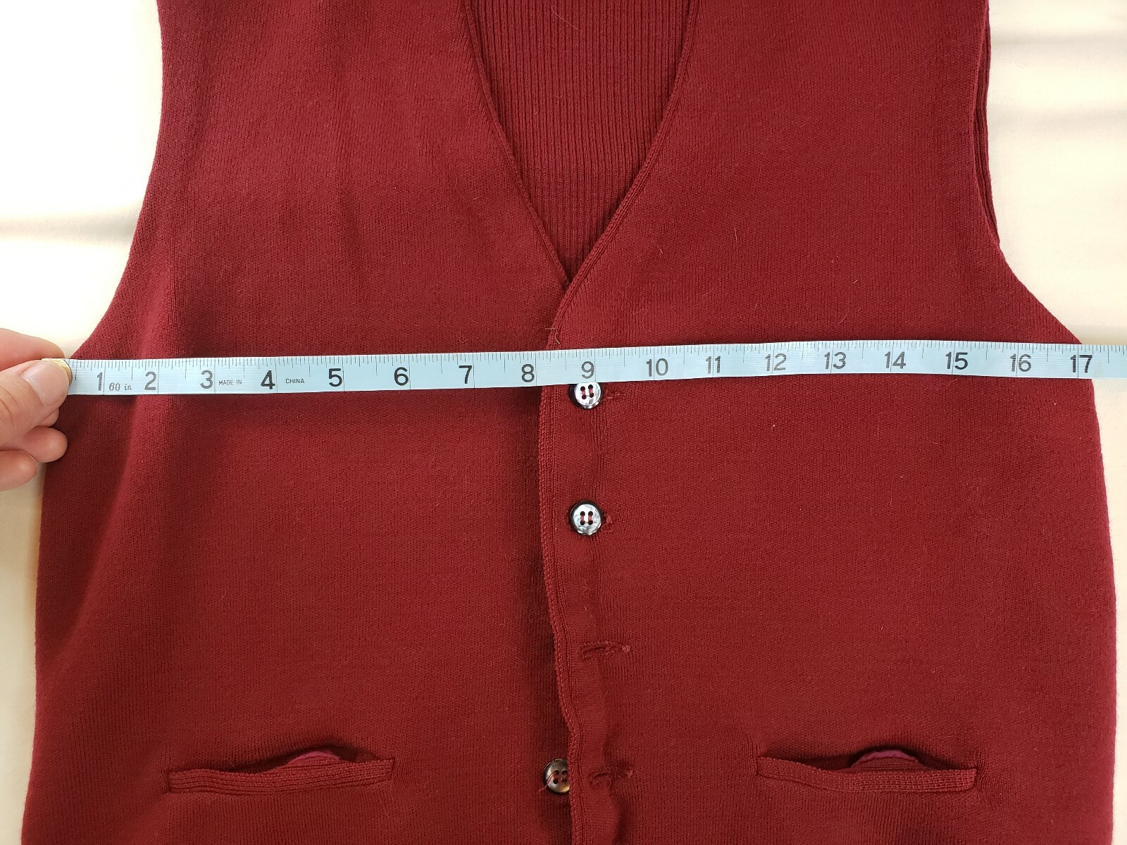 Thane Women’s L Maroon VTG Pure Virgin Wool Sweater Vest Buttoned Made in USA