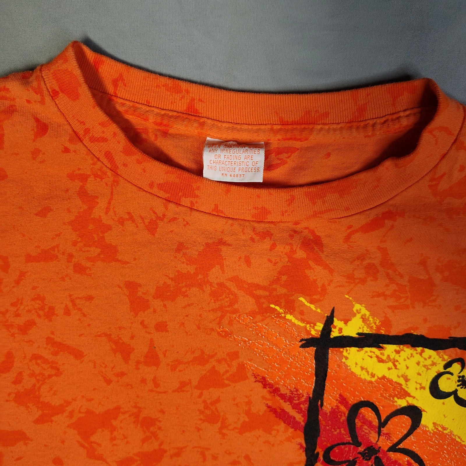 Vintage The Body Co Orange Marble Dye Graphic T-Shirt One Size Fits All USA Made