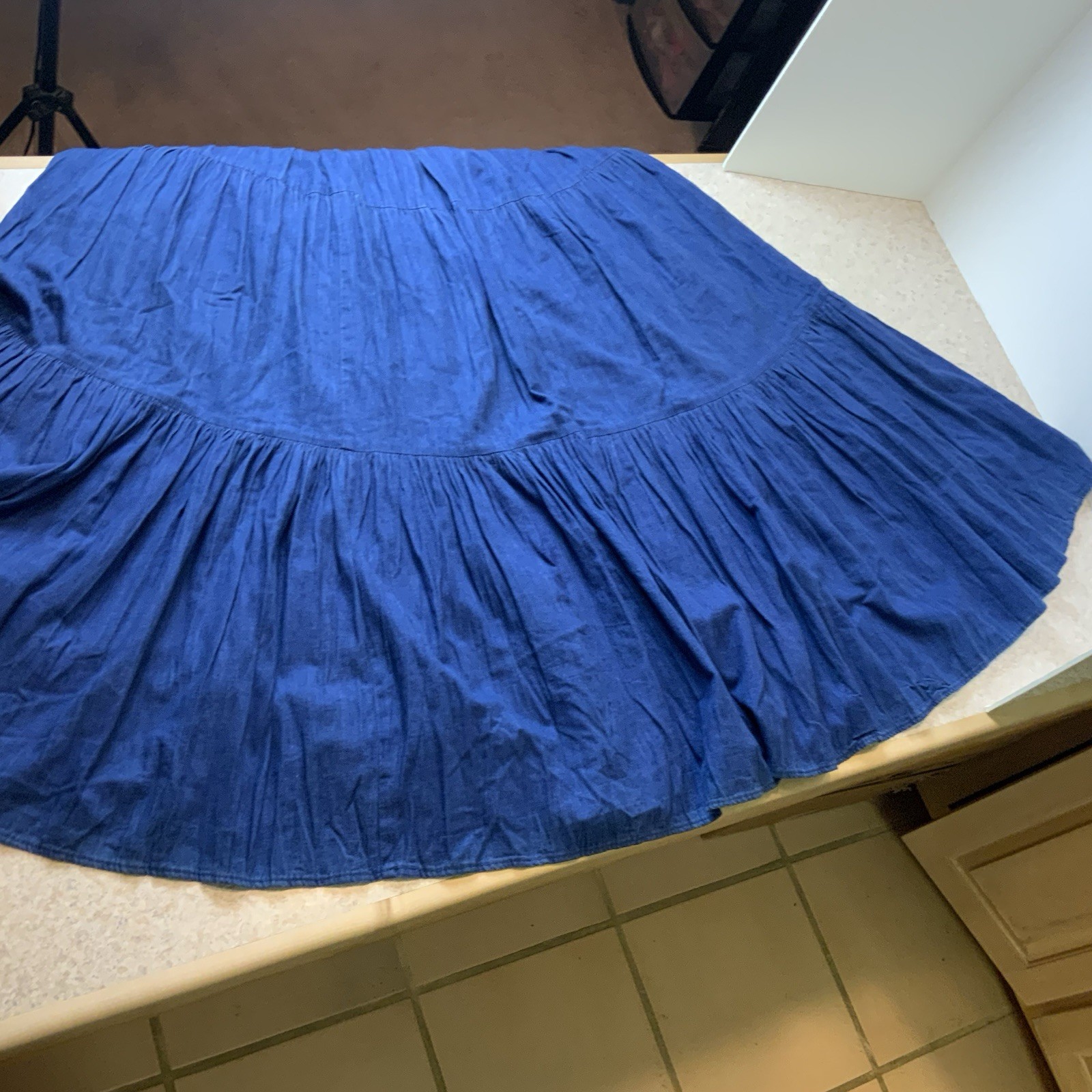 Vintage VRG Sport USA 80’s Blue Denim Western Boho Maxi Skirt Women’s L