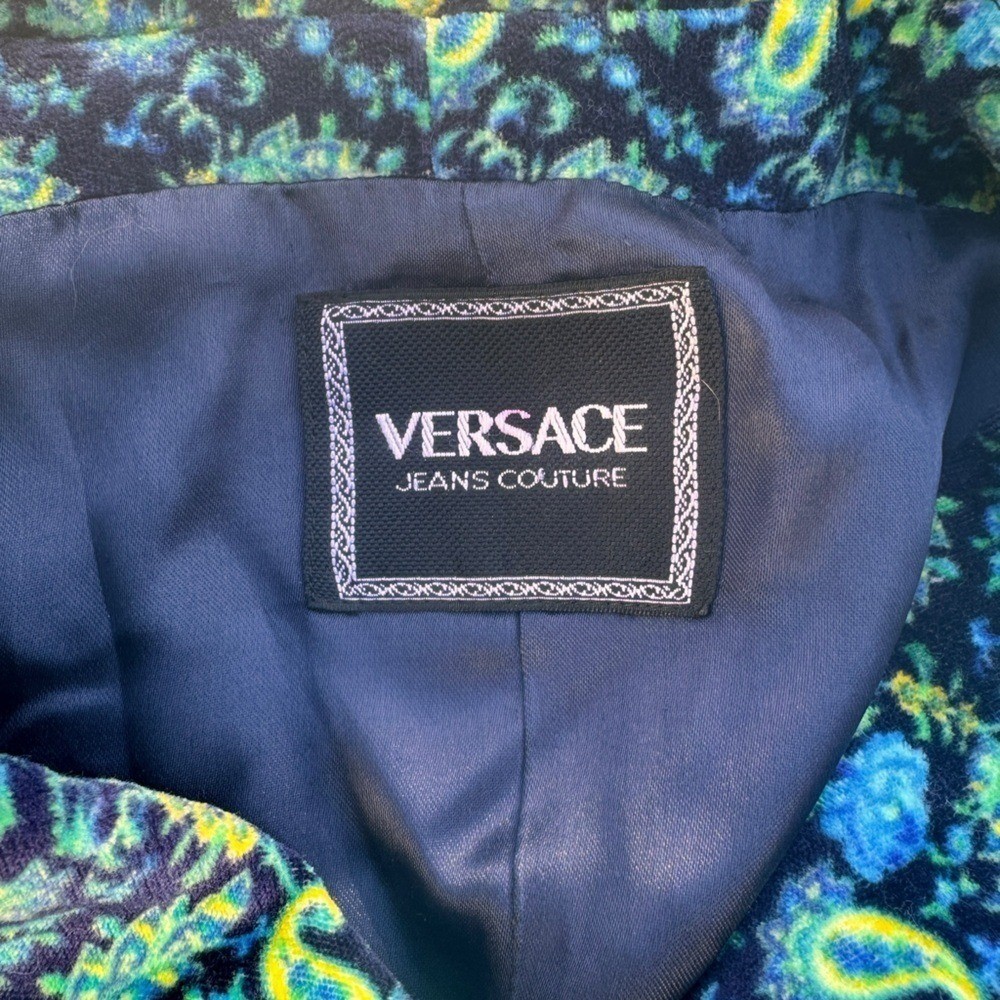 Vintage Versace Jeans Couture Cropped Baroque Paisley Vest Made Italy Rare EUC