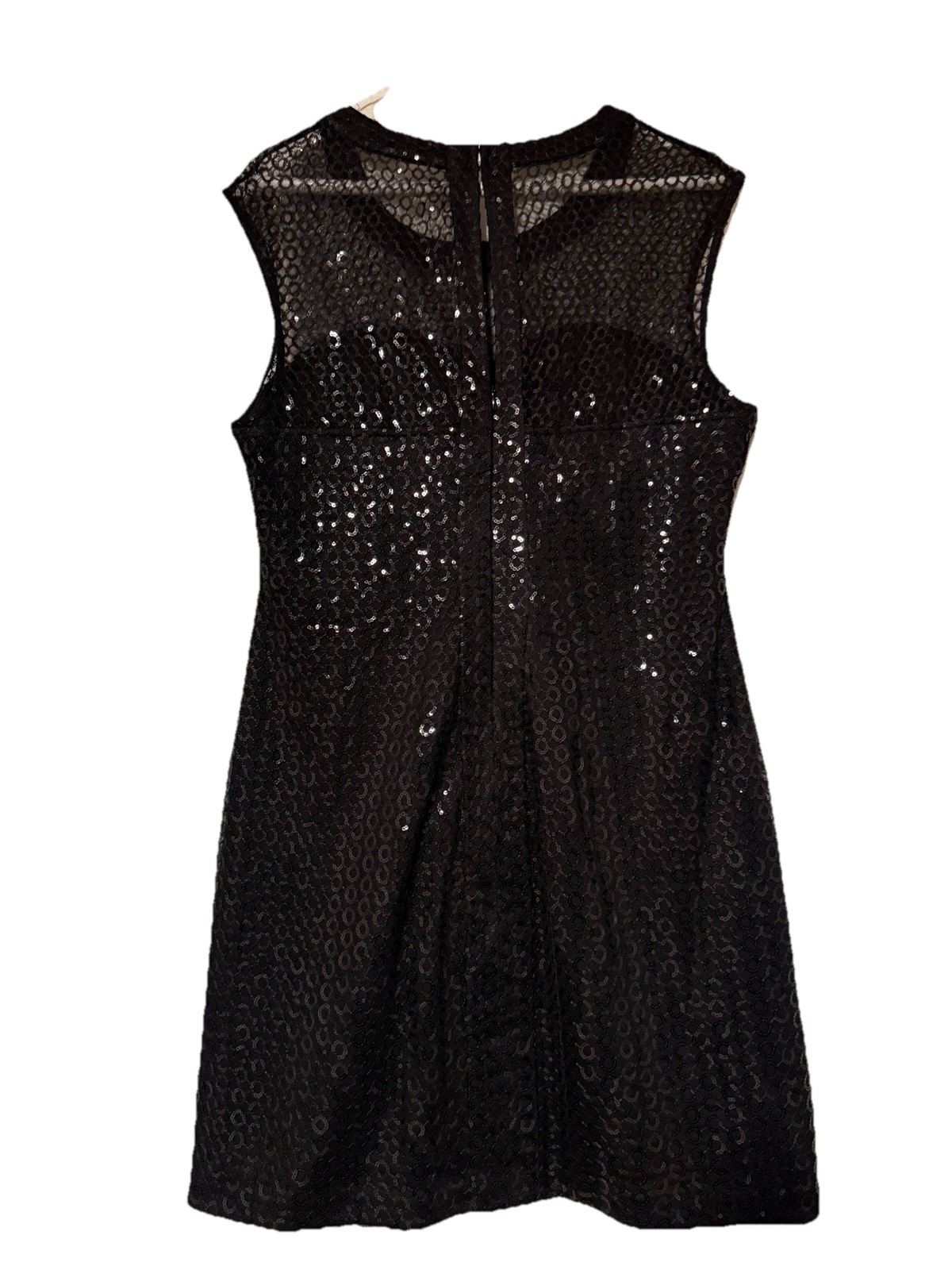 Vintage! Express Sheer Black Sequin Sleeveless Sheath Dress Round Neck Size L