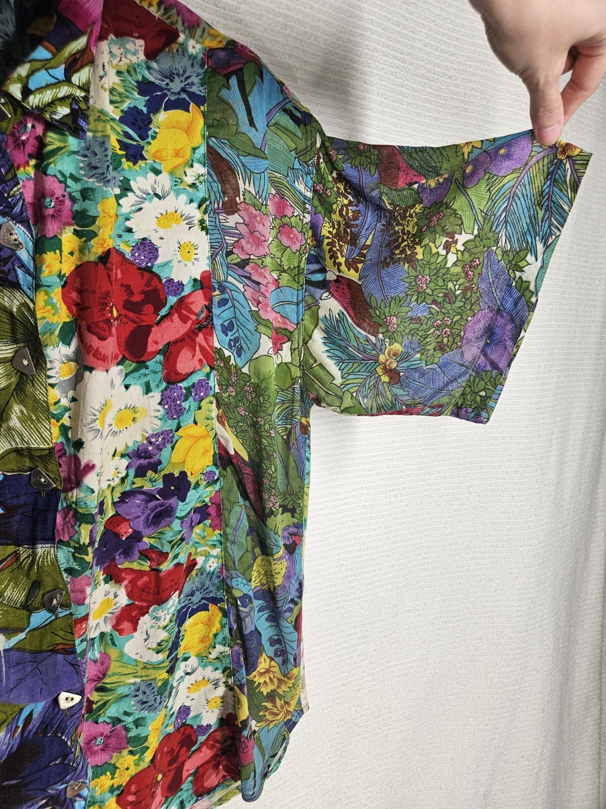 Vintage Patchwork Shirt Sheer Floral 1990s Outback Red 100% Cotton Medium India