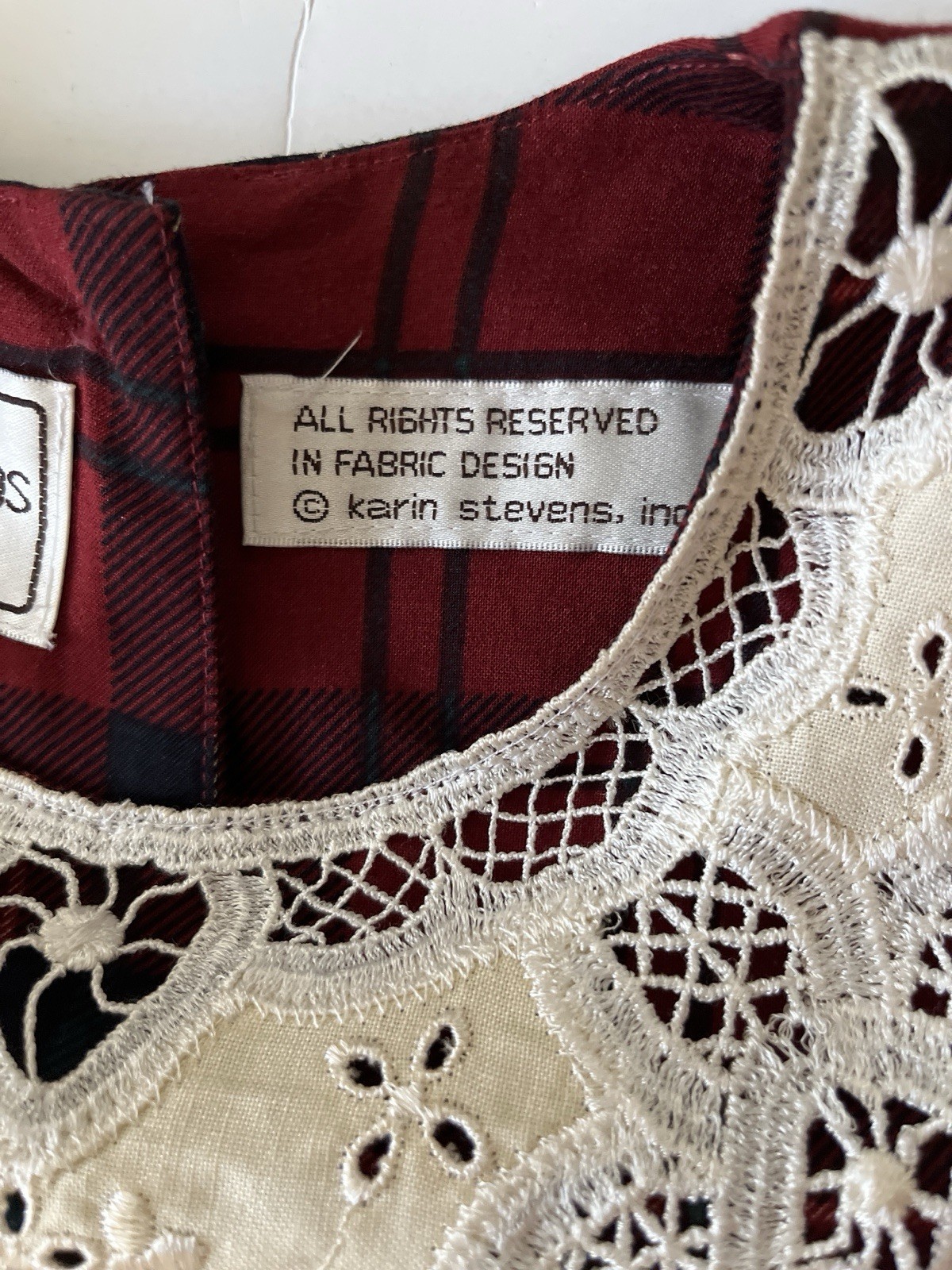 Karin Stevens VTG Dress S/M Petite Red Plaid Pleated Smocked Cottagecore