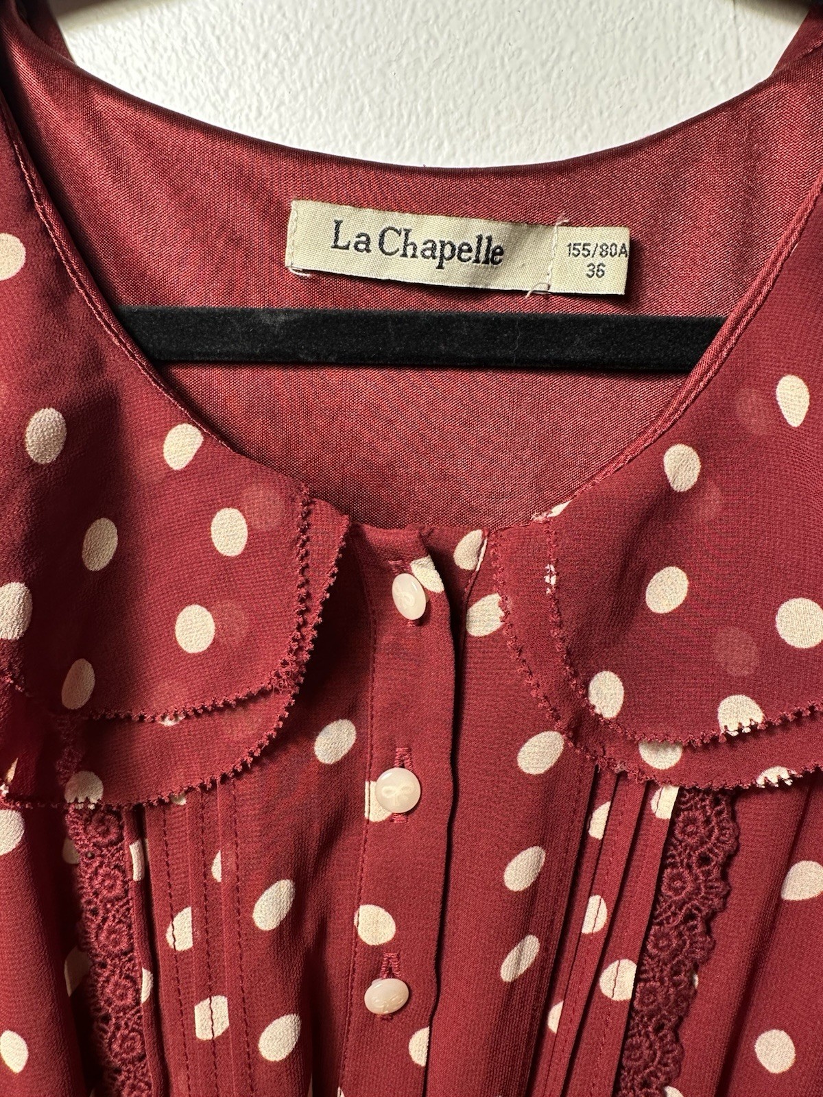VTG La Chapelle Dress Polka Dots Pleated Skirt Retro Tradwife 40s 60s Twee Girly