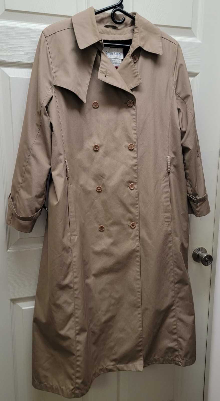 Vintage Allison Smith Plaid Lined VTG Trench Rain Coat Size 12