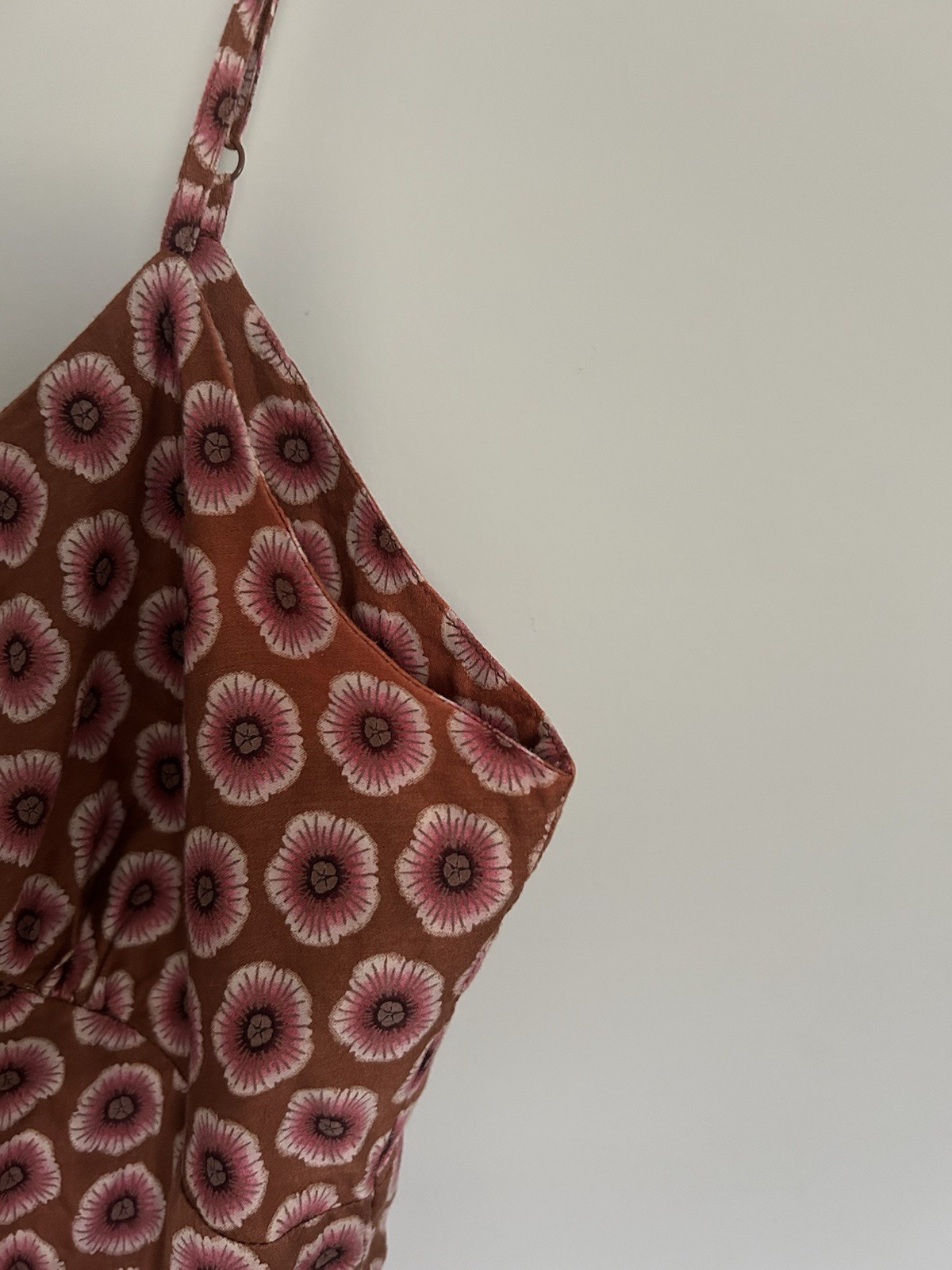 GAP Women’s Slip Dress Size 10 V-Neck Floral Brown Pink Spaghetti Straps