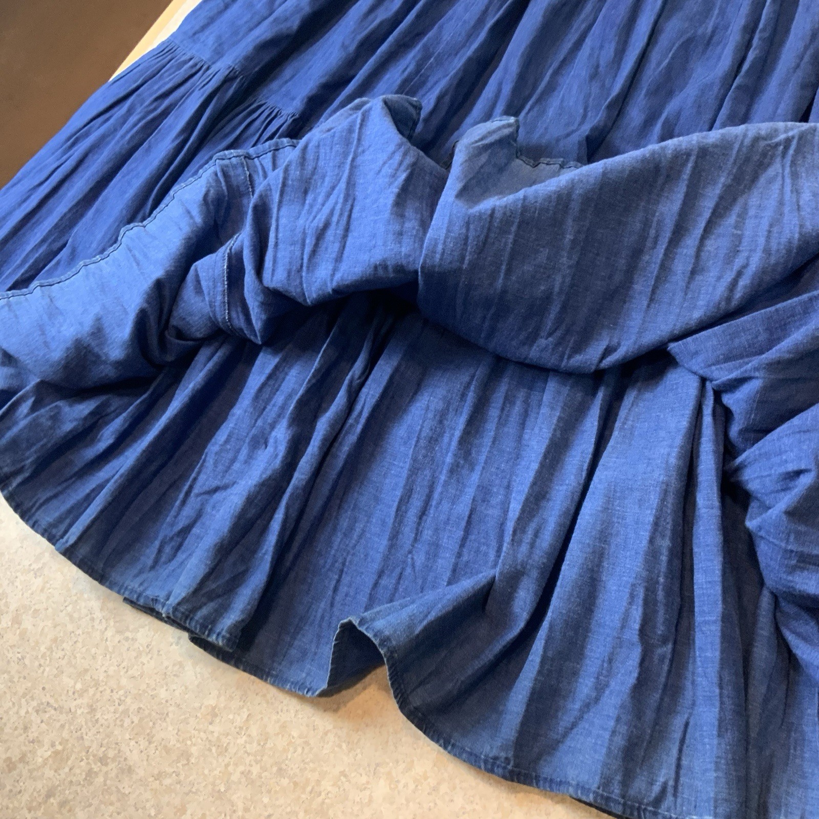 Vintage VRG Sport USA 80’s Blue Denim Western Boho Maxi Skirt Women’s L