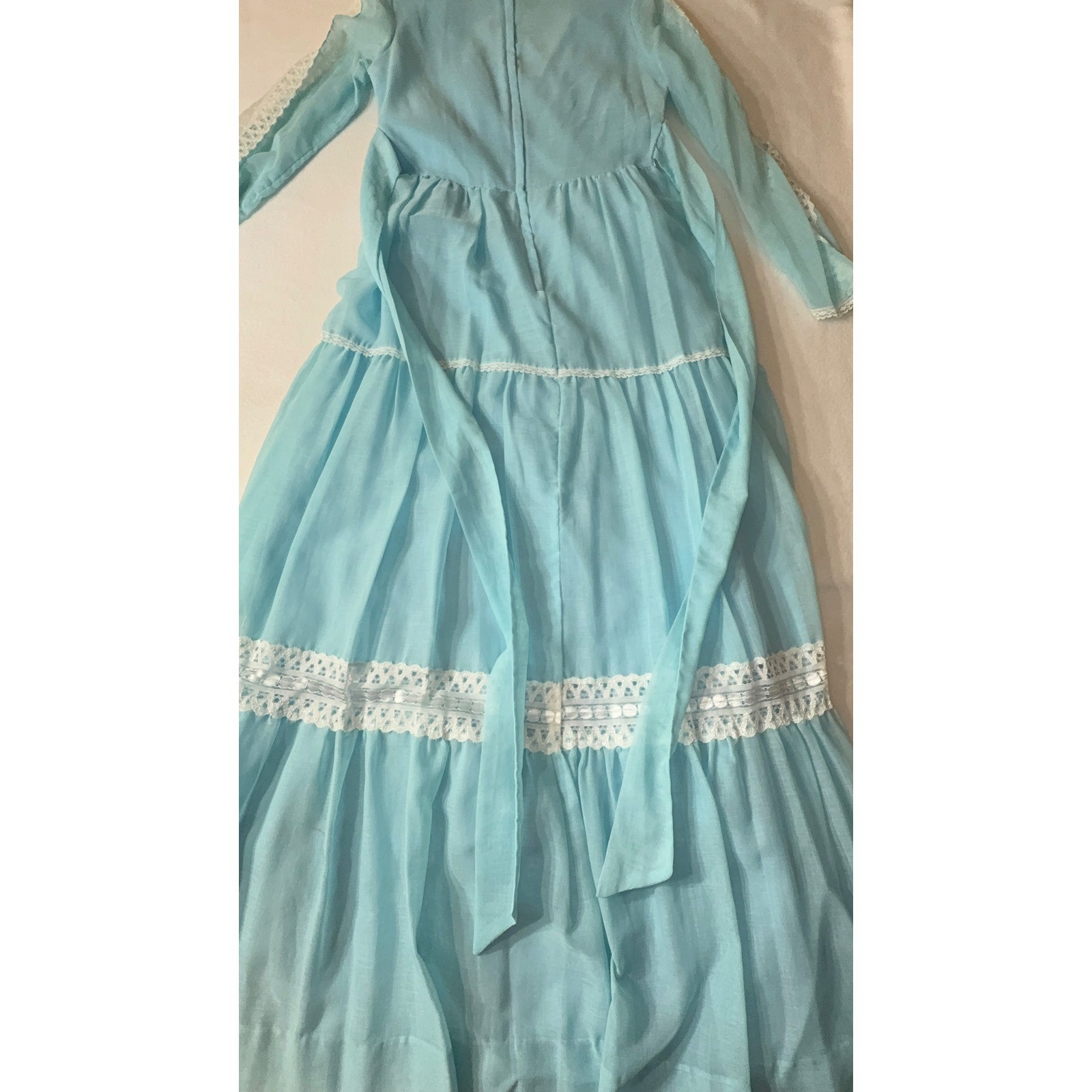 JCPenney Fashions Vintage Maxi Dress Women’s Size 9 Blue Lace Prairie Boho
