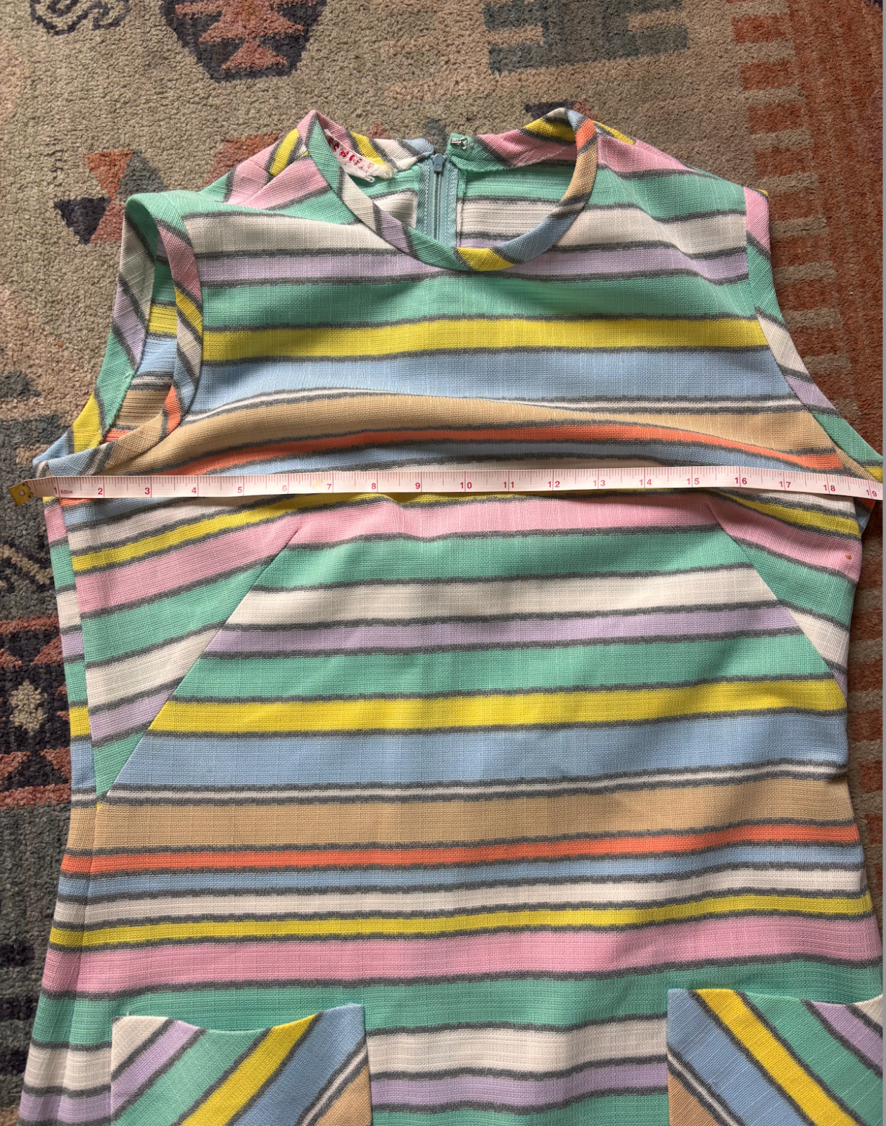 Vintage rainbow striped shift dress