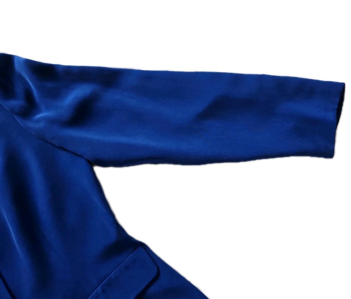 Talbots Petites Pure Silk Suit Jacket Career Cobalt Blue Covered Buttons Size 10