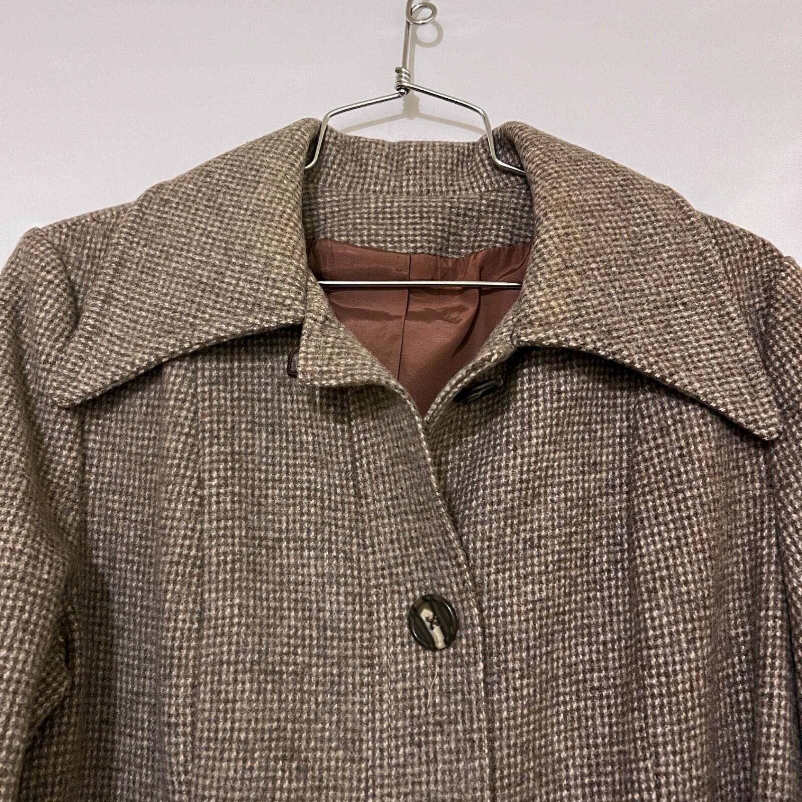 International Ladies Garment Workers Union Womens S Tweed Check Peacoat ILGWU