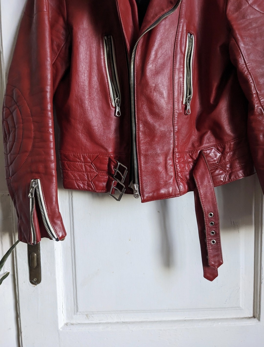 Vintage 70s Erbo Bike Leather Jacket Red
