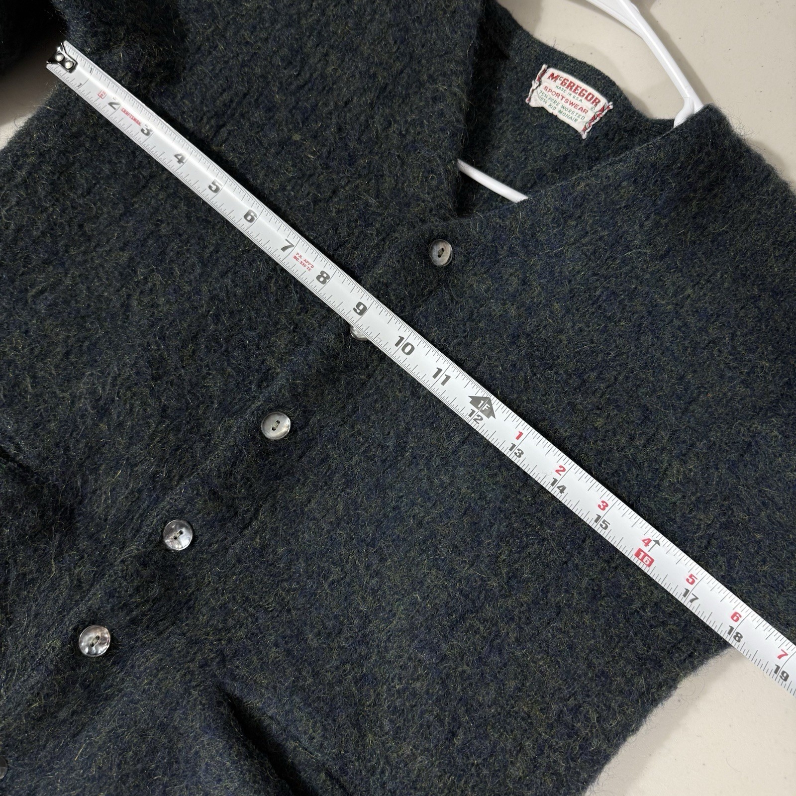Vintage 60s McGregor Sportswear Wool Kid Mohair Cardigan USA Green Womens Sz S