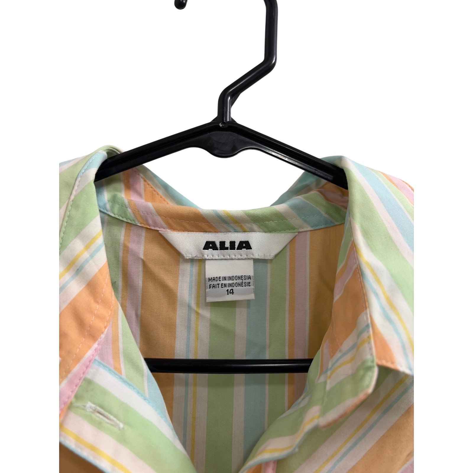 Blouse Striped Pastel Vintage Alia Womens XL Multi Color Button Down Top