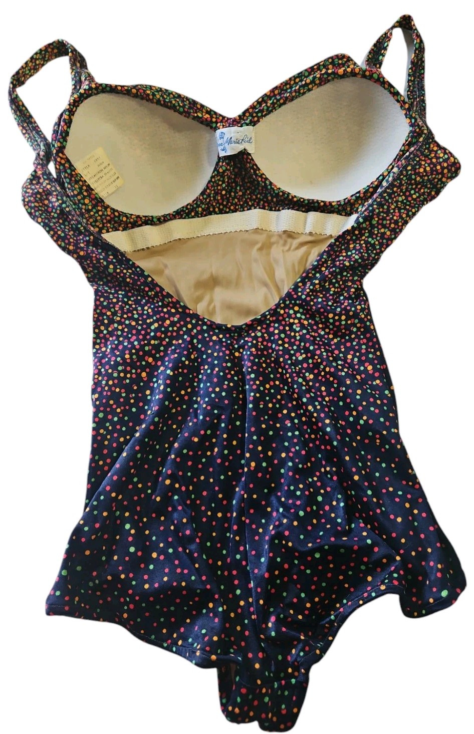 Vtg 60s Rose Marie Reid Polka Dot Swimsuit One Piece Bullet Bra Union Made Small