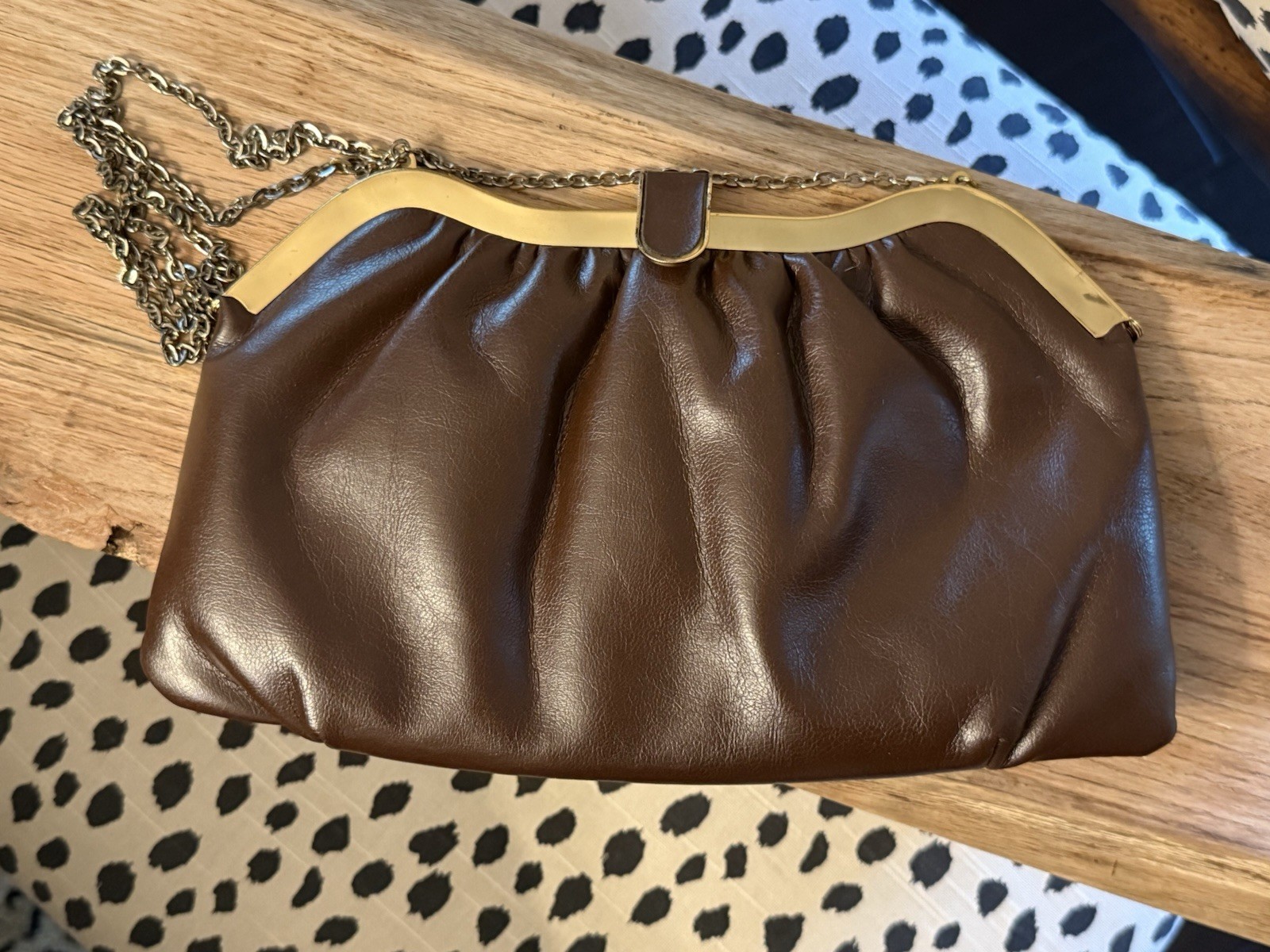 VTG HL USA Brown Chocolate Clutch Shoulder Strap Purse Gorgeous