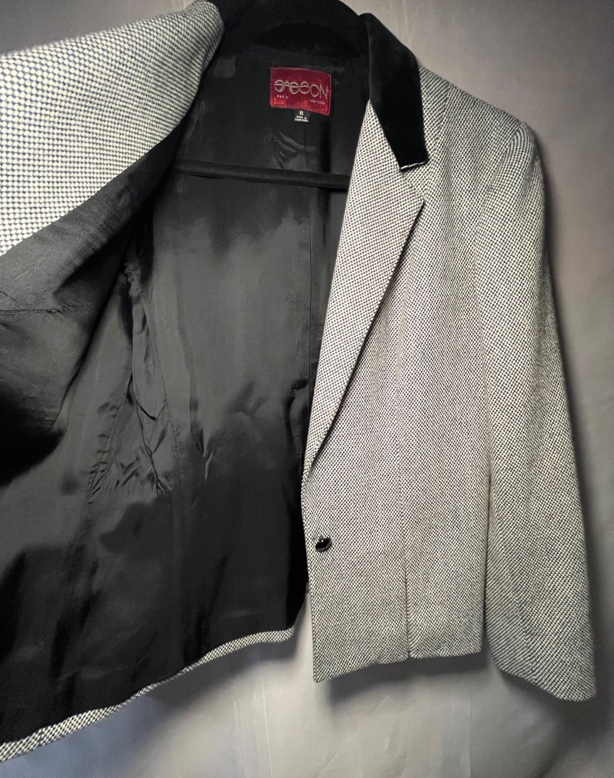 Vintage SASSON Checkered Wool Blend Blazer Jacket 80s / 90s Size 6