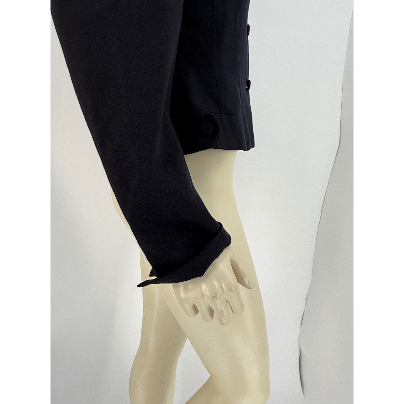 Authentic 1940s McDale Knit Black Tailored Blazer Covered Buttons Pointed Cuffs