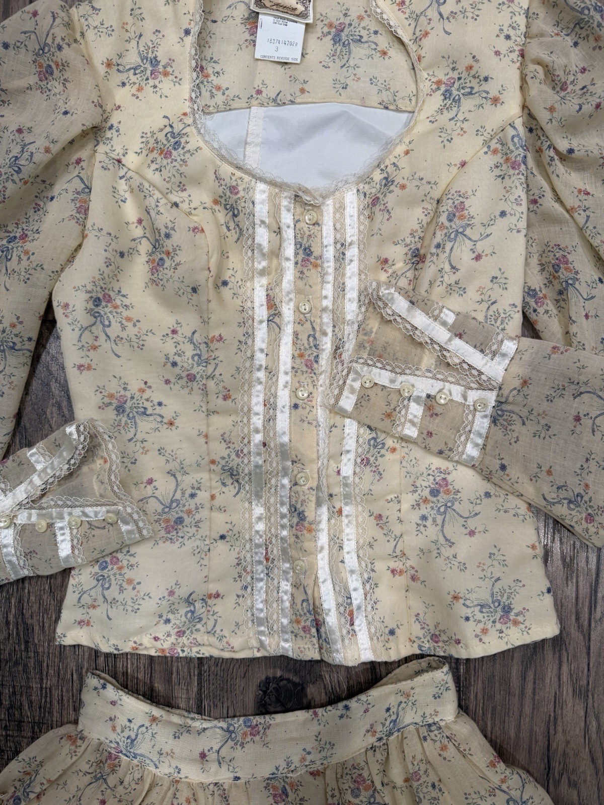 VTG Gunne Sax by Jessica McClintock Floral Prairie 2 Piece Set SZ 3 Cottagecore