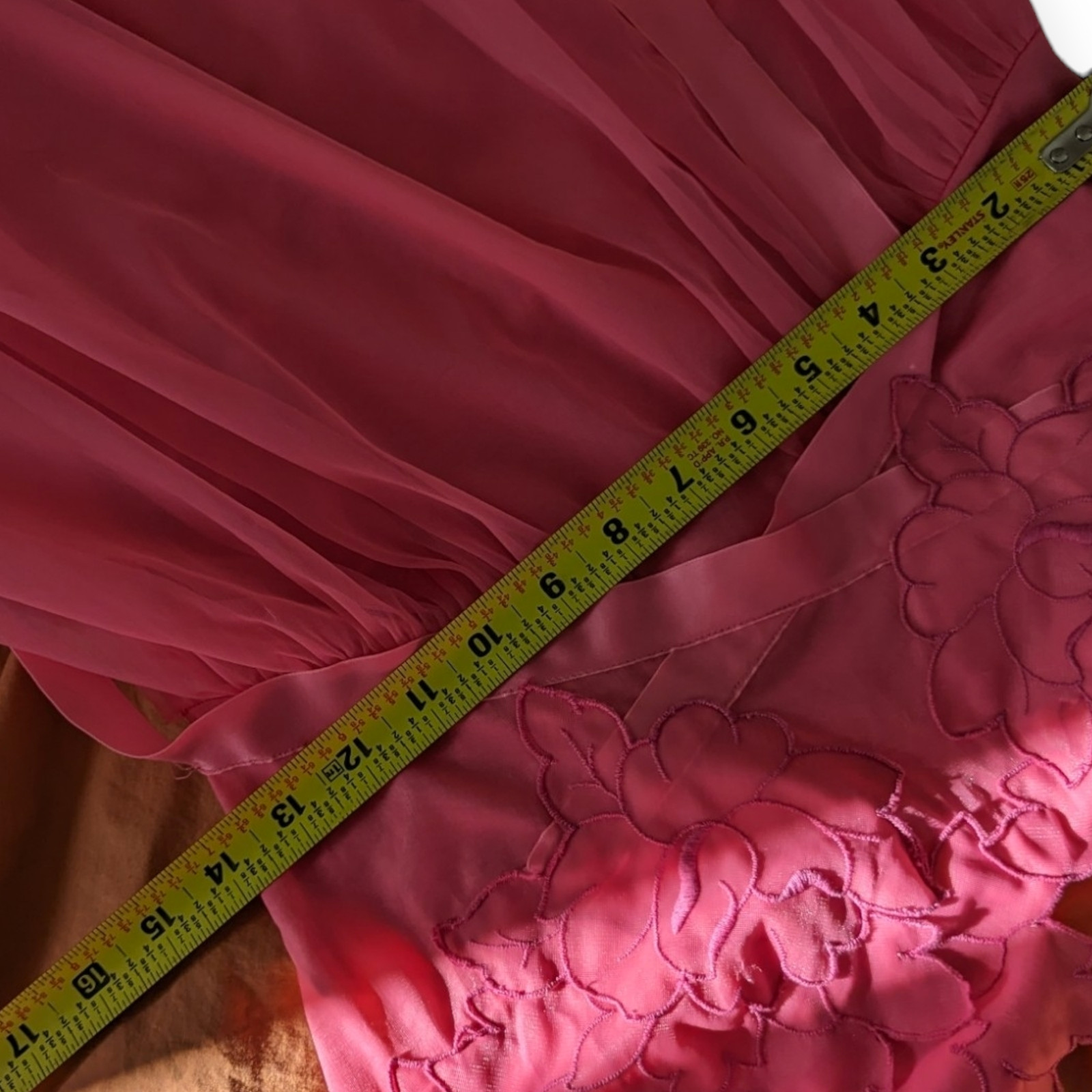 Vintage Midcentury LAROS bright pink a-line slip dress embellished SZ 34