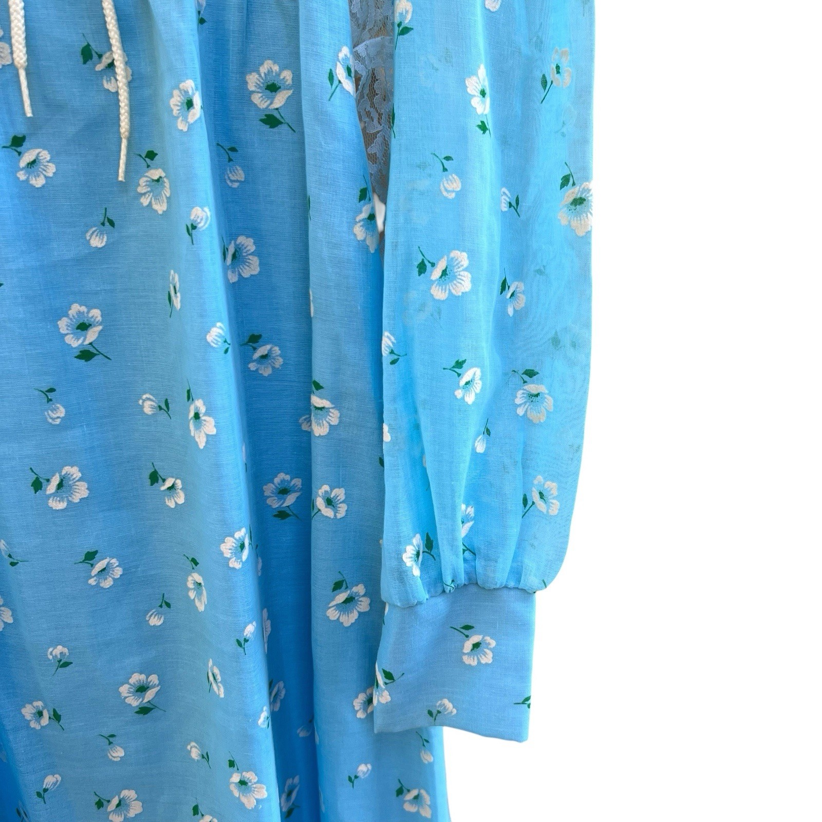 Vintage JC Penny Women’s Size 7 Prairie Floral 70s Maxi Blue Lace Dress