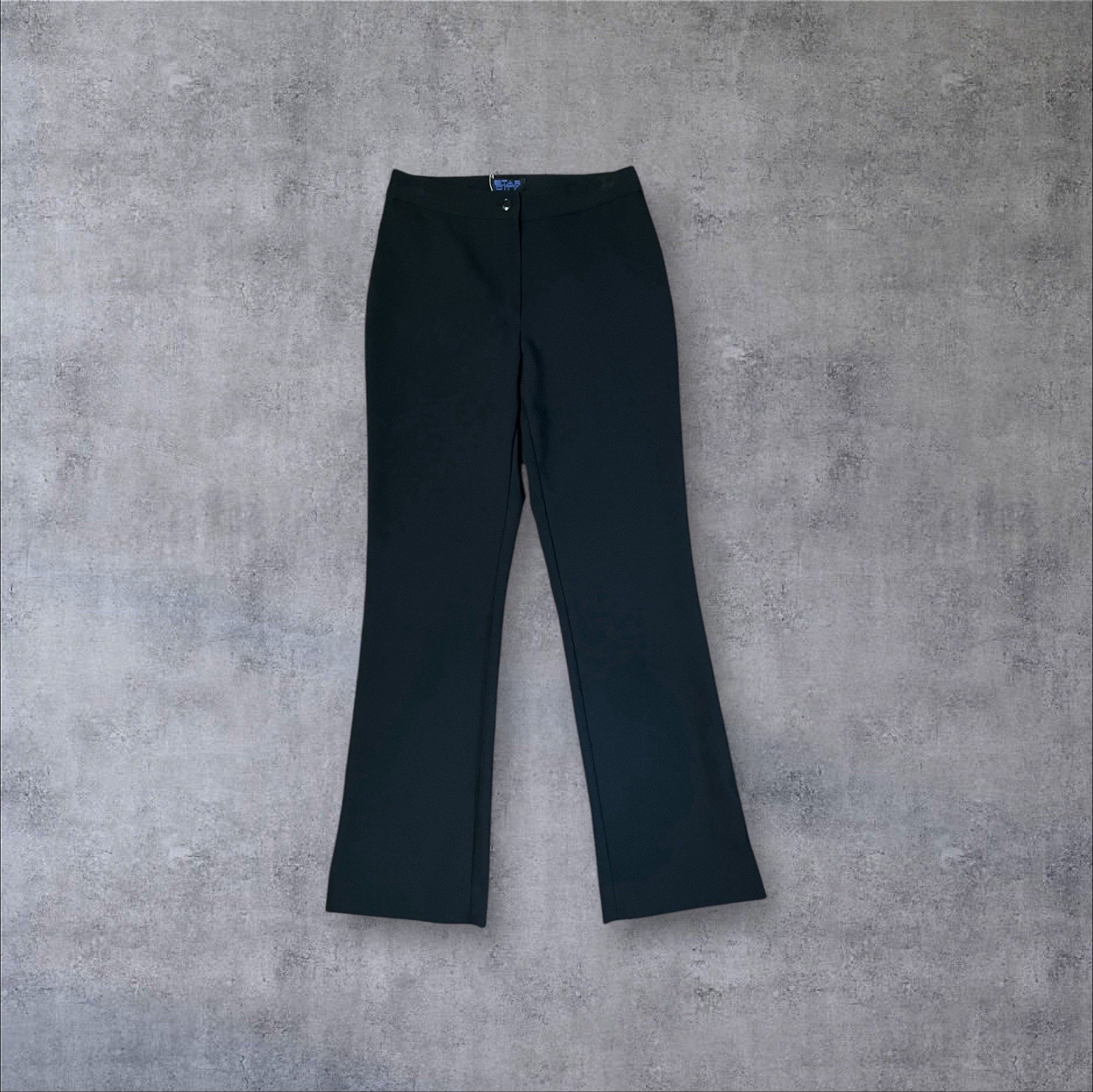 Vintage 90s High Waisted Black Chic Straight / Flare Leg Sz 3 Trousers
