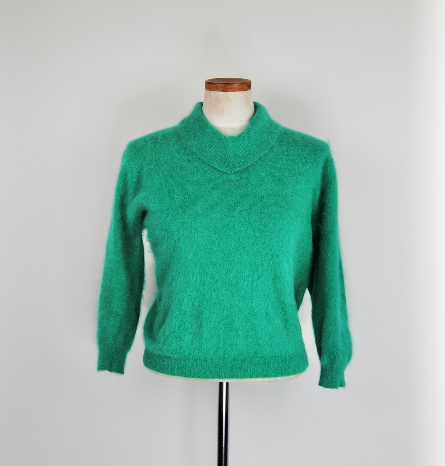 RARE 1950s 1960s Vintage Pandora Turquoise Green-Blue Fuzzy Angora Sweater – Md