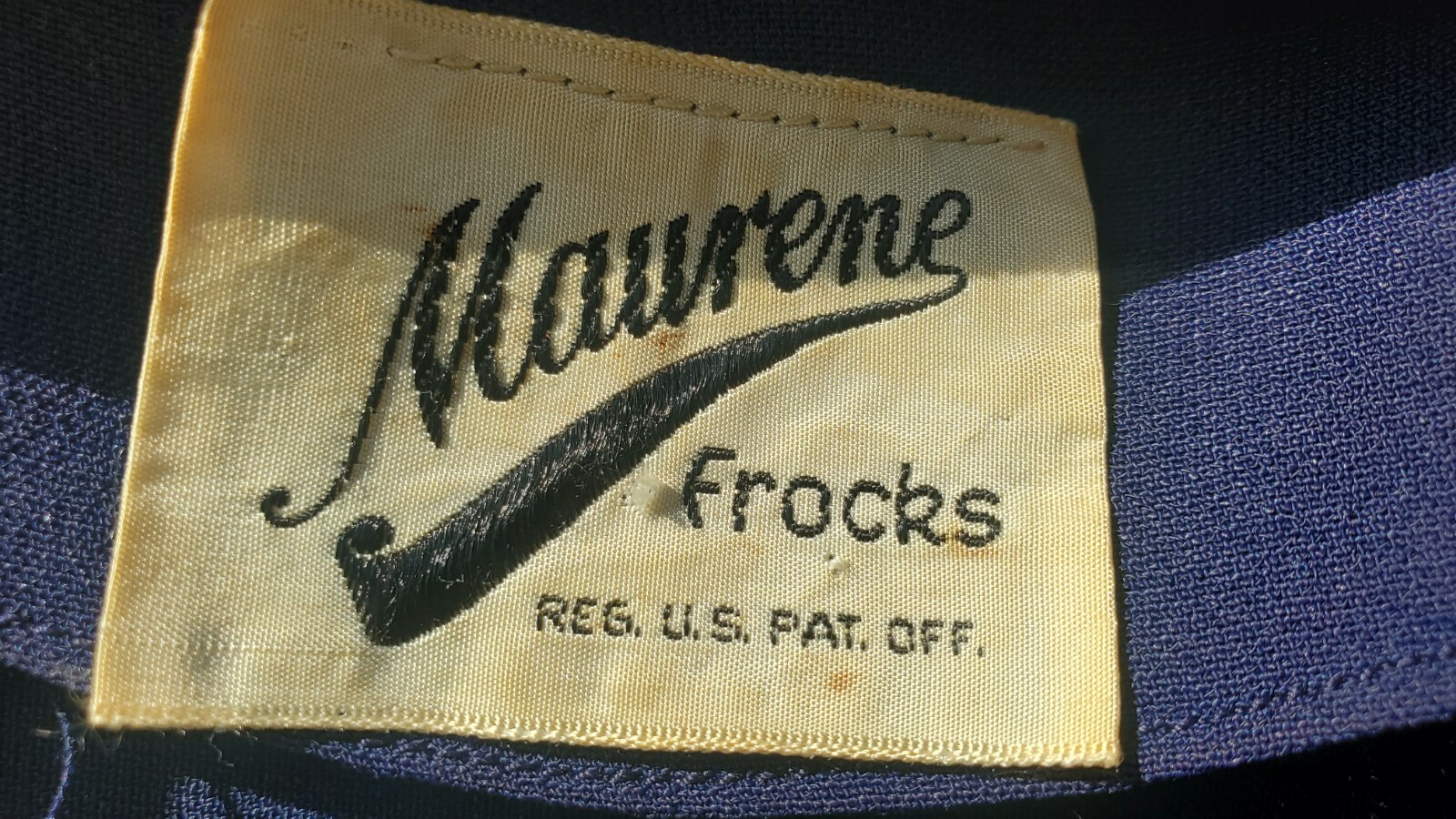 Vintage 40s Rayon Navy Deco Midi Dress Maurene Frocks WW2 Era Pintucks Crepe S M