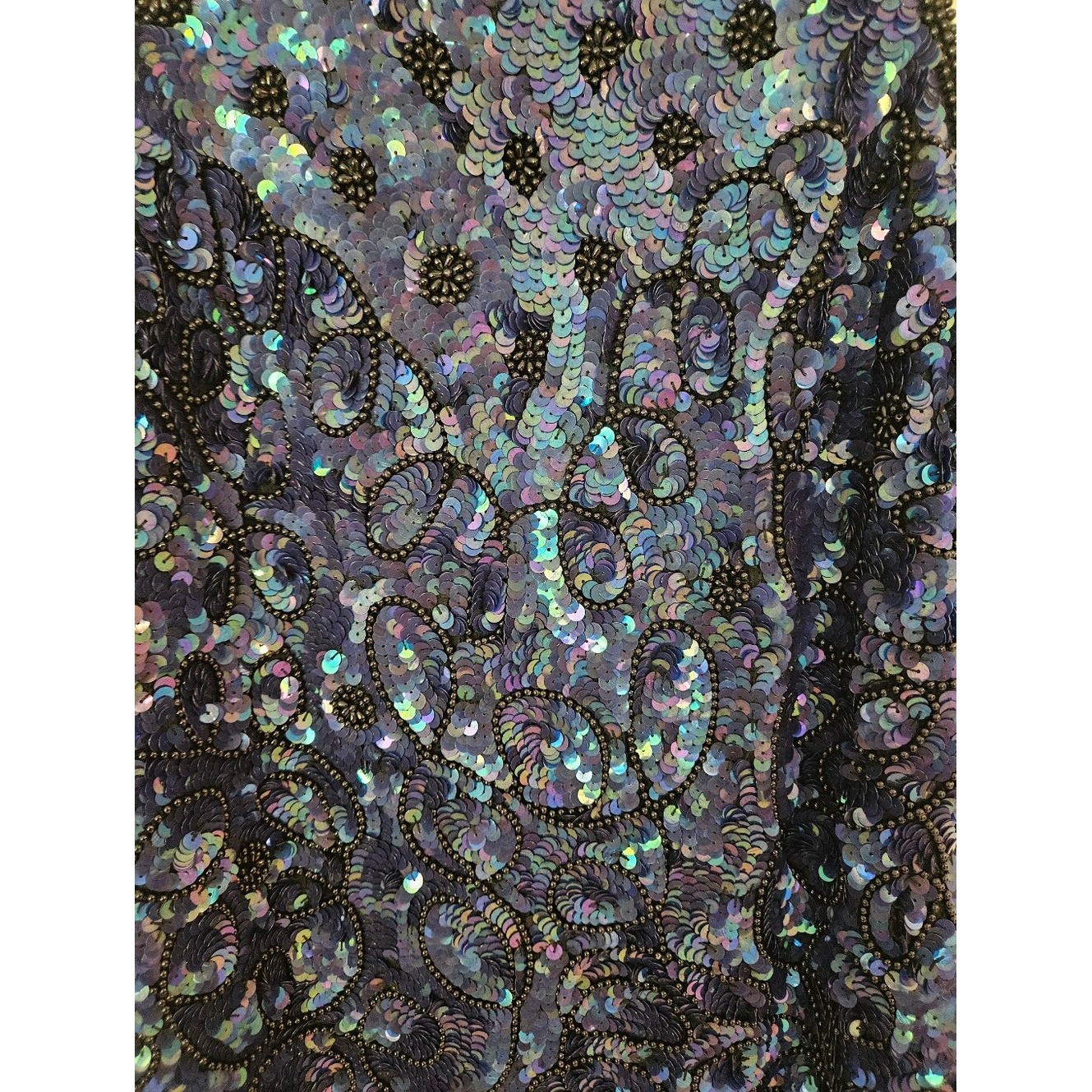 Vintage La Davina 80’s Silk Sequined High Neck Sequin Party Dress