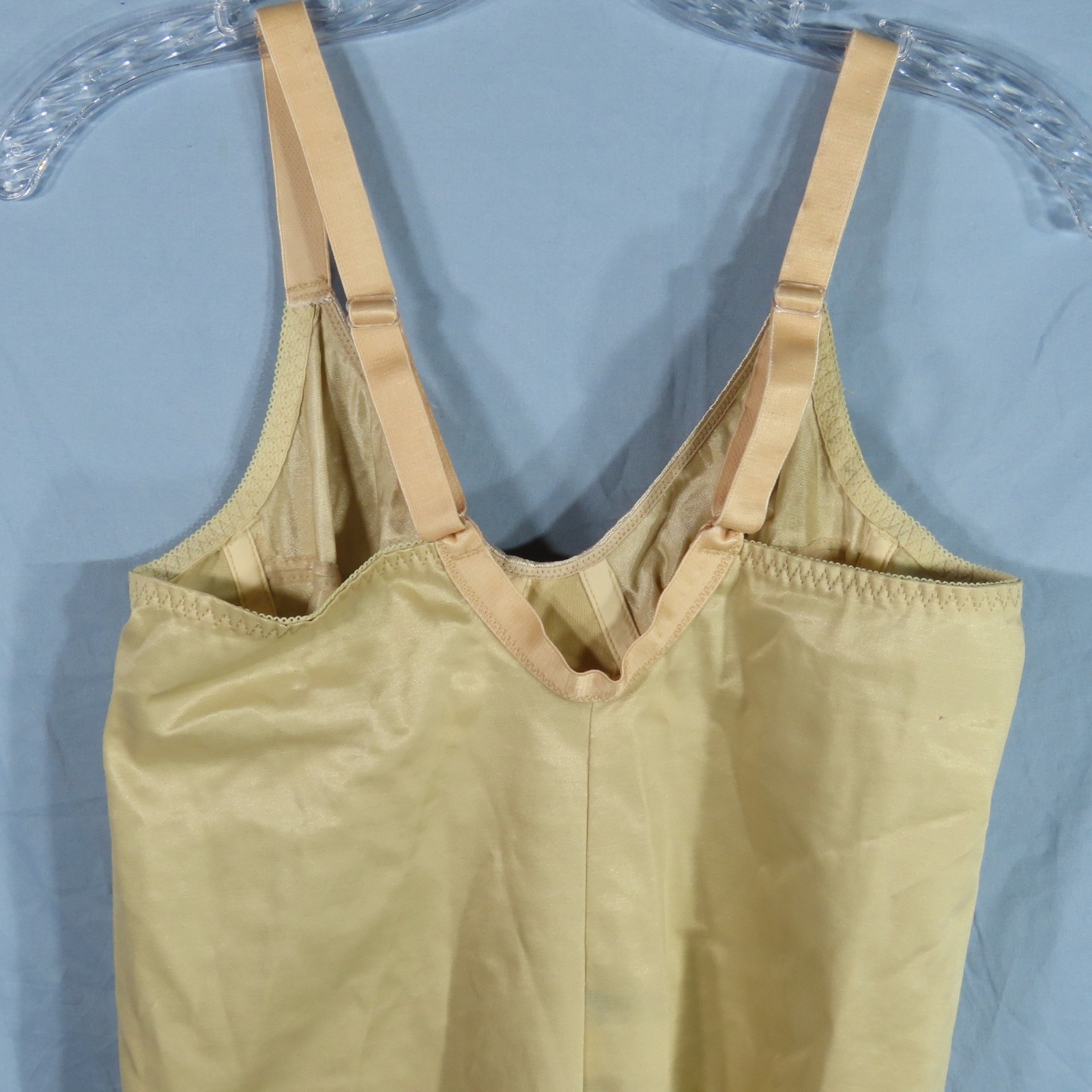 VTG Williwear Beige ALL-IN-ONE GIRDLE Bodysuit WILLI WEAR Satin Jacquard 36C