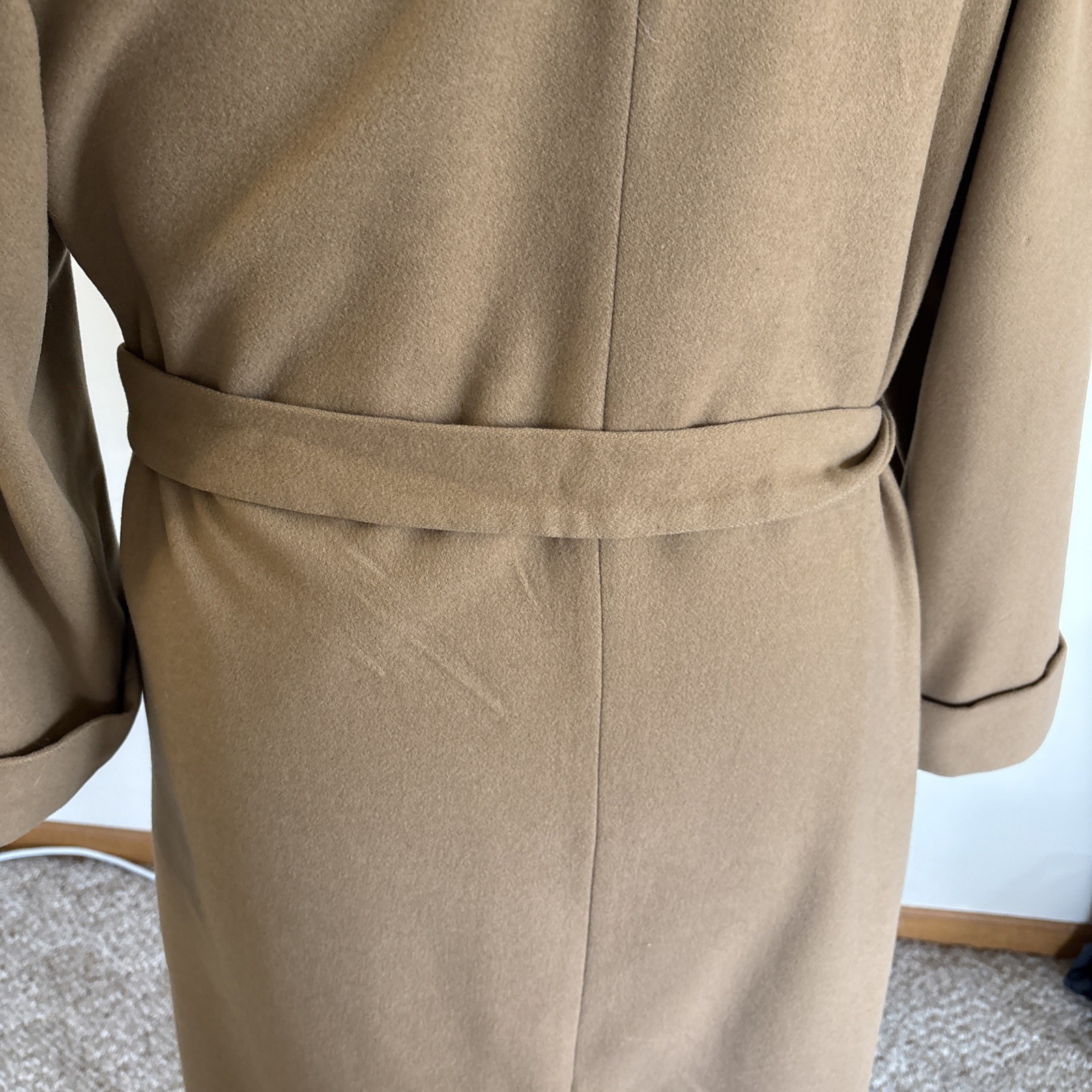 Vintage Donnybrook Womens Tan Wool Coat Full Length Size 10 Made In Russia