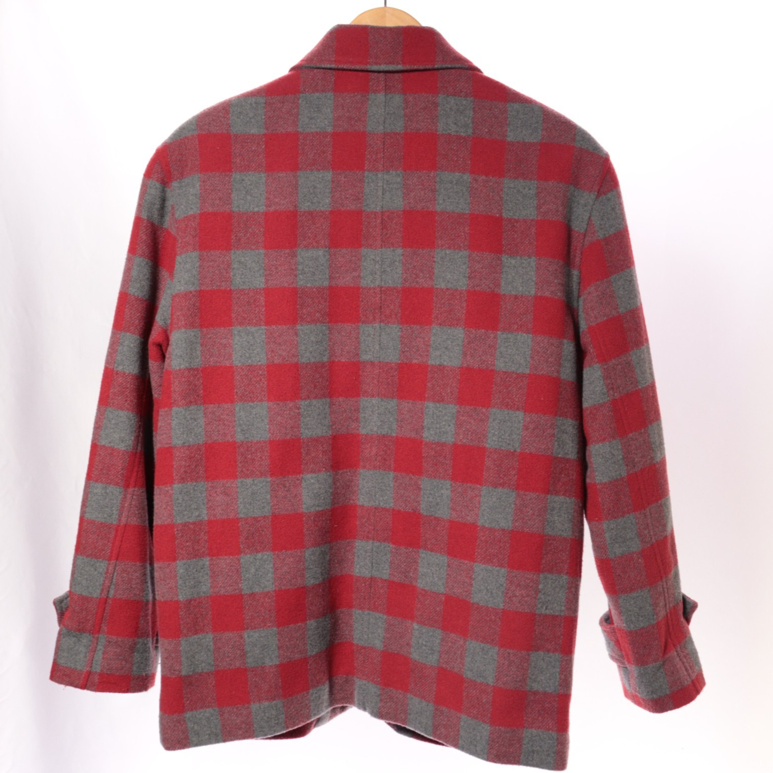 Vtg J Crew Shacket Jacket Car Coat Quilt Lining Red Check Chamois Oversized Sz S