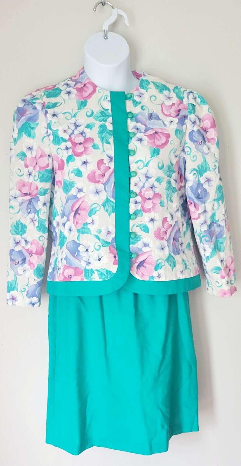 Epic Vintage 80s 2 Pc Floral Suit Jacket Skirt Golden Girls New Wave 14