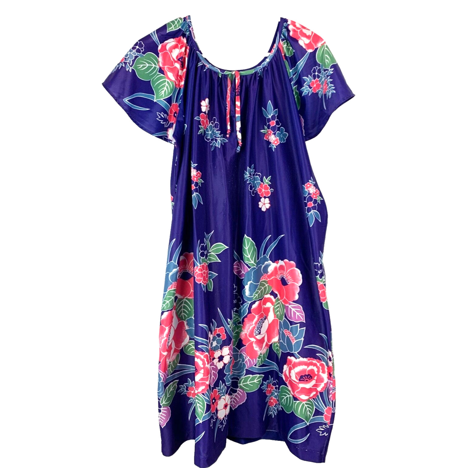 Vintage Retro Oversized Tropical Floral Nightgown Muumuu Caftan Chest 47″
