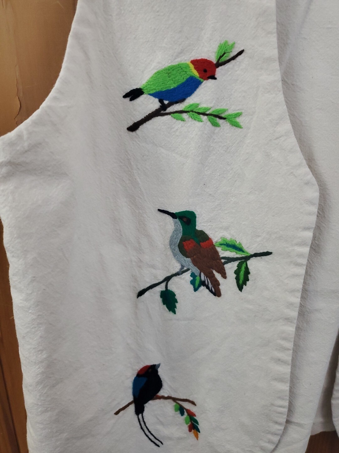 Vtg Handmade Vest Bird Embroidered Applique Womens Sz XL Cottagecore Art