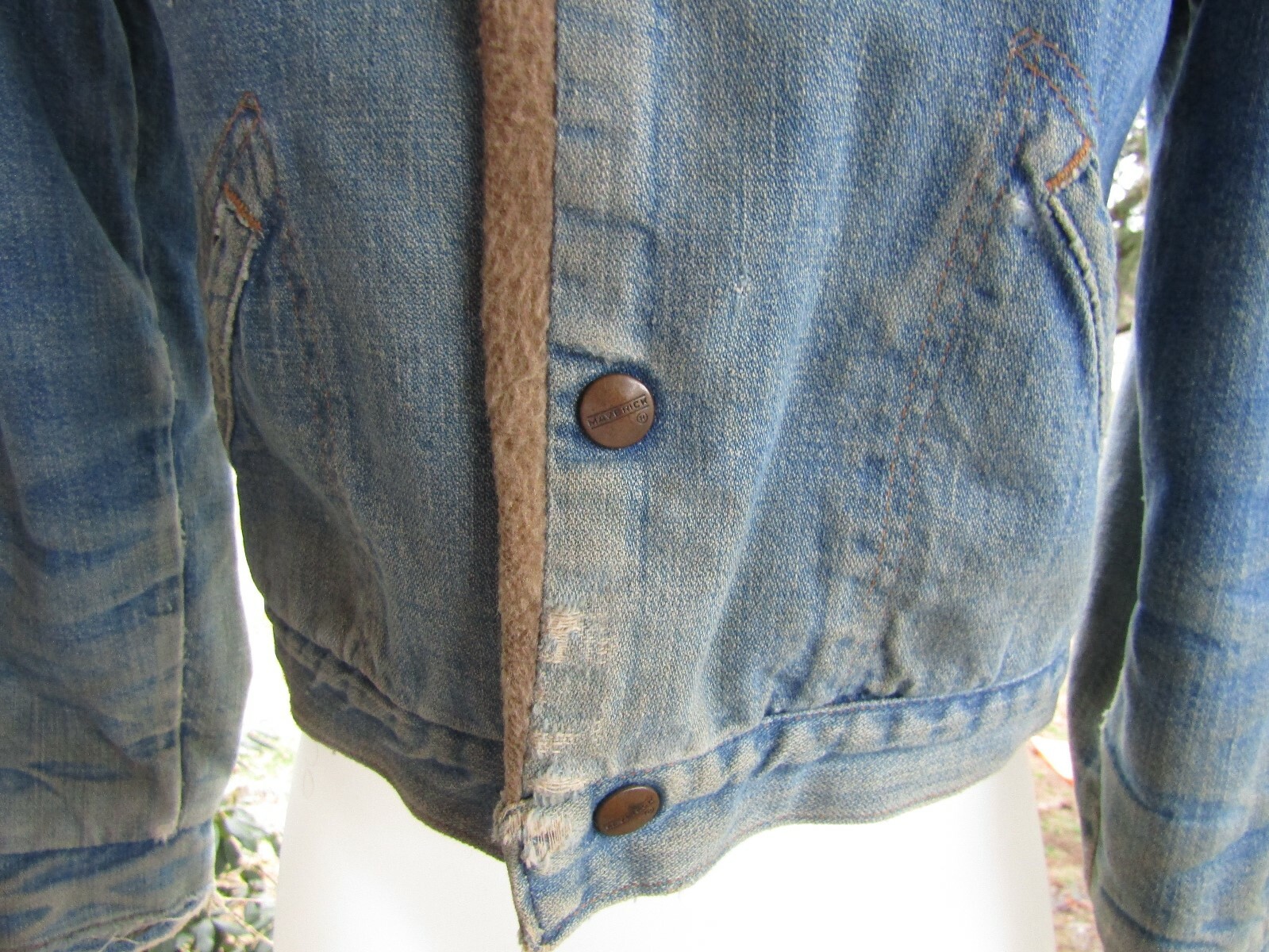 Vintage 1970s Blue Bell Maverick Fleece Lined Yamaha Blue Jean Jacket Size 14 #2